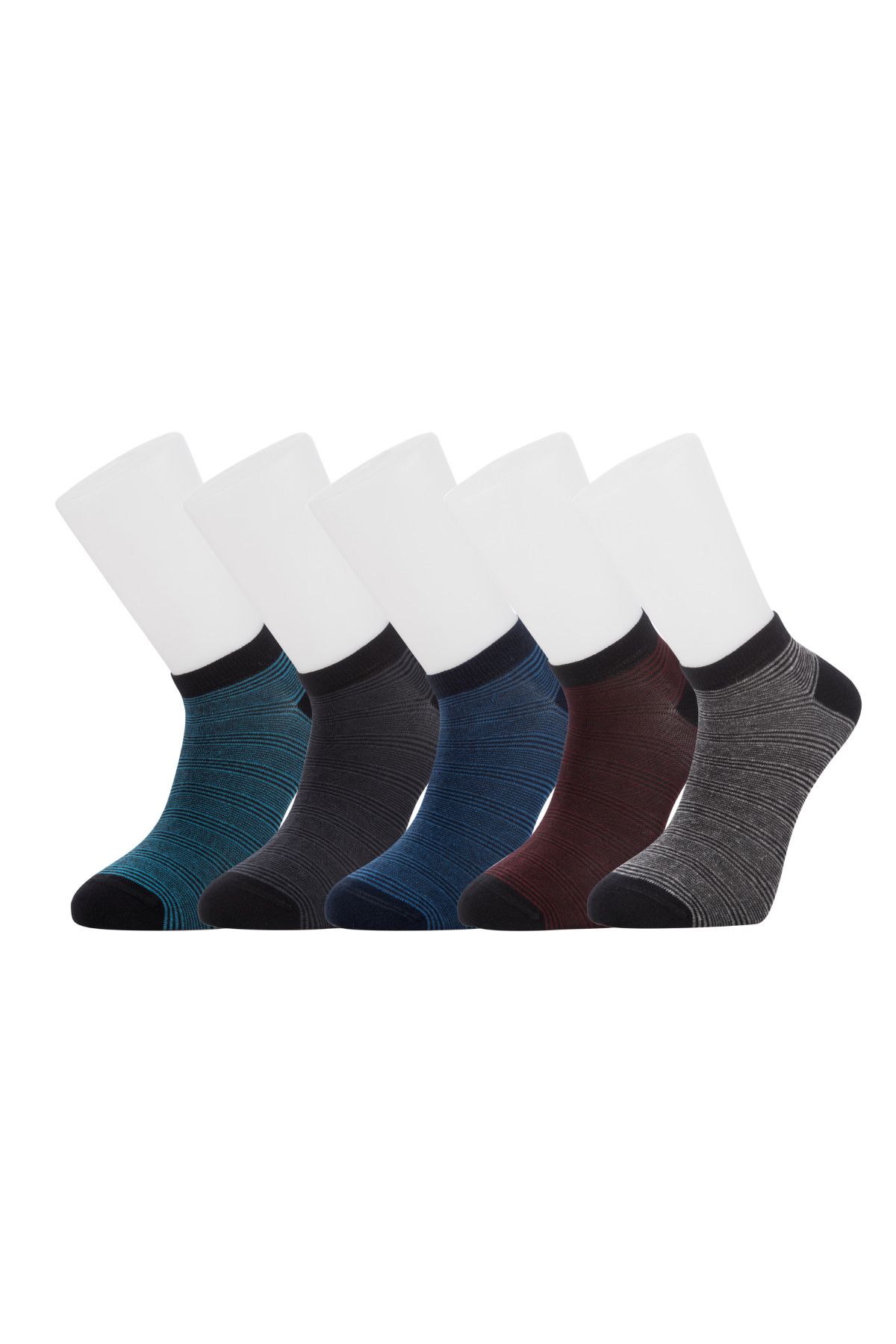 Moyra Socks Çember Desenli 5 Çift Pamuk Erkek Patik Çorap