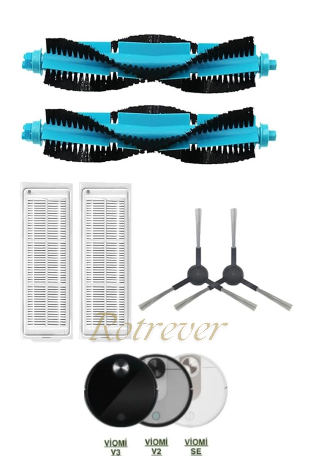 RotRever Viomi SE V2 V2 Pro Viomi V2-V3 Robot Süpürge Uyumlu Hepa Filtre,Fırça Seti
