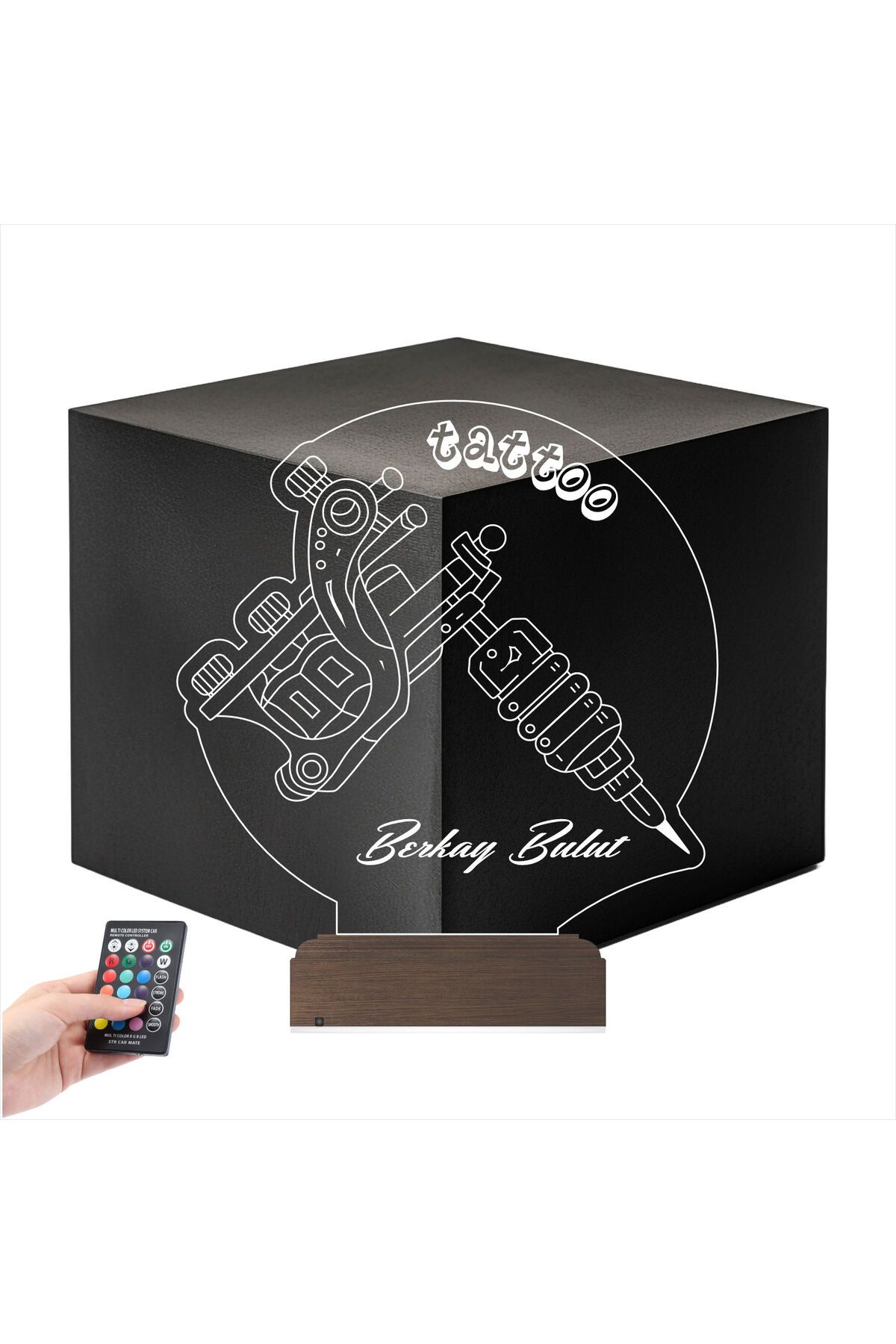 Kirppi 3d Lamba Tattoo Tato Dövmeci Dövme Sanatçısı Hediye Kişiye Özel Masa Gece Lambası