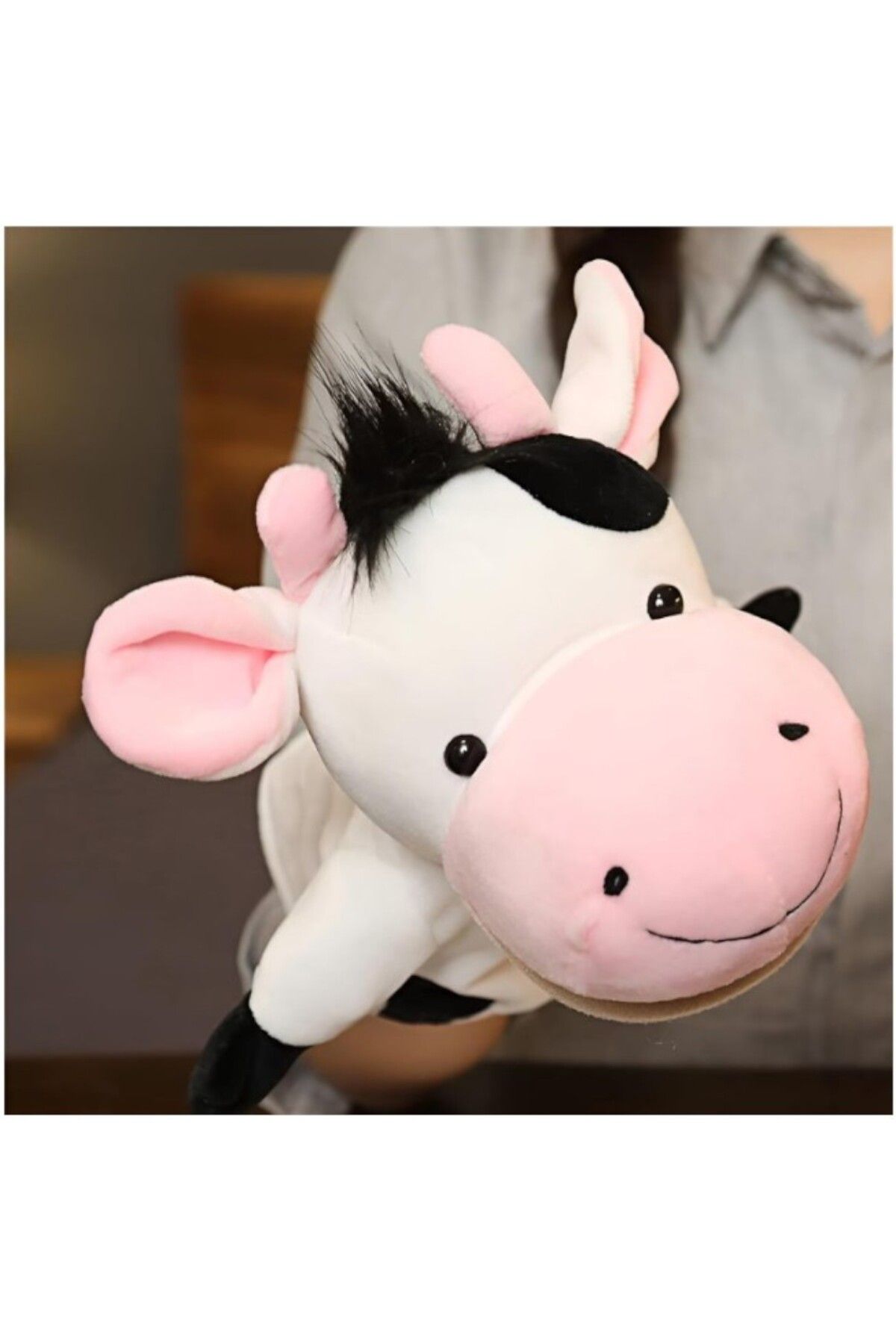 Malvys-Plush Hand Puppet, Cow Doll, White, 25 Cm 5
