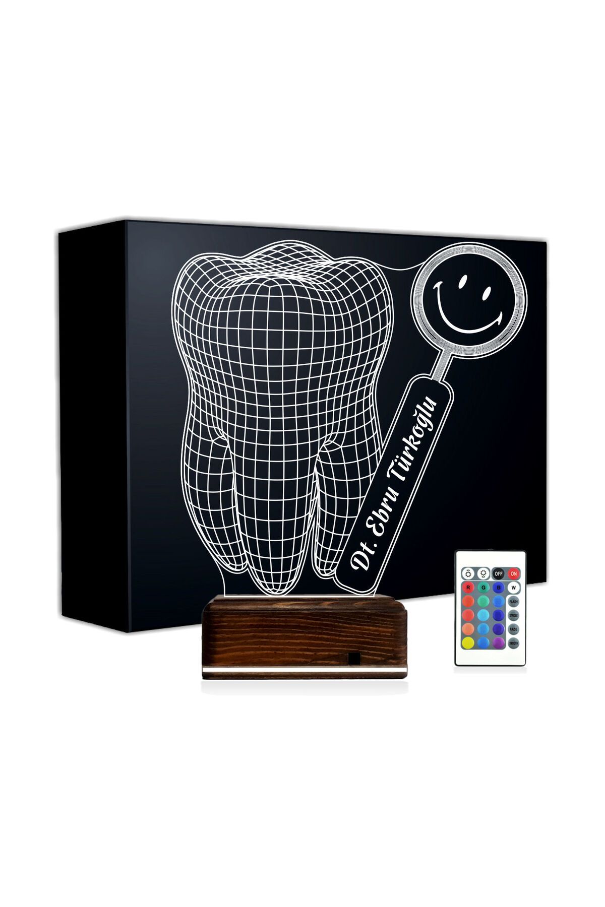 Kirppi 3d Lamba Smile Diş Hekimi Diş Doktoru Hediye Kişiye Özel Masa Gece Lambası