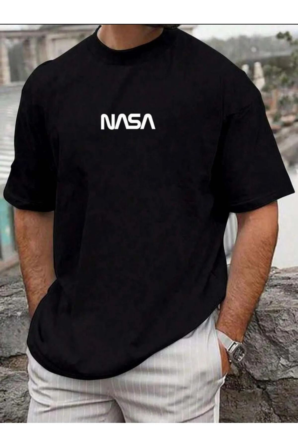 FULL TOLERANCE YD DESİNG NASA YAZI BASKILI OVERSİZE T-SHİRT