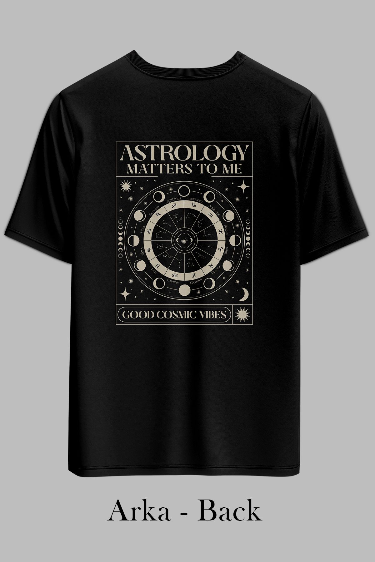 OXVİN Astrology Sırt Baskılı OVERSİZE Unisex T-Shirt (BOL KALIP)
