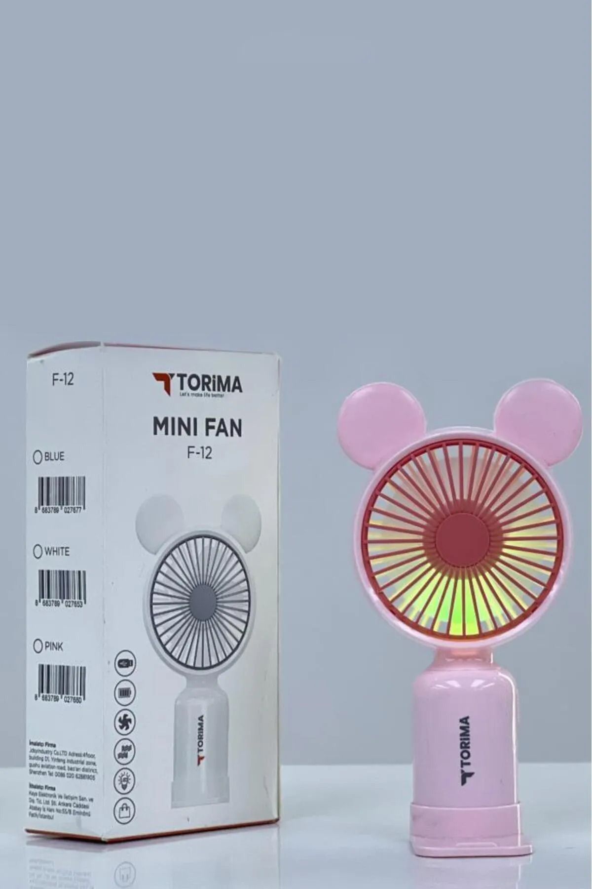 MASLİNG El fanı masa fanı Mini Taşınabilir Fan Şarjlı 2 Kademeli Ledli Ayıcık Vantilatör Klima Soğutucu