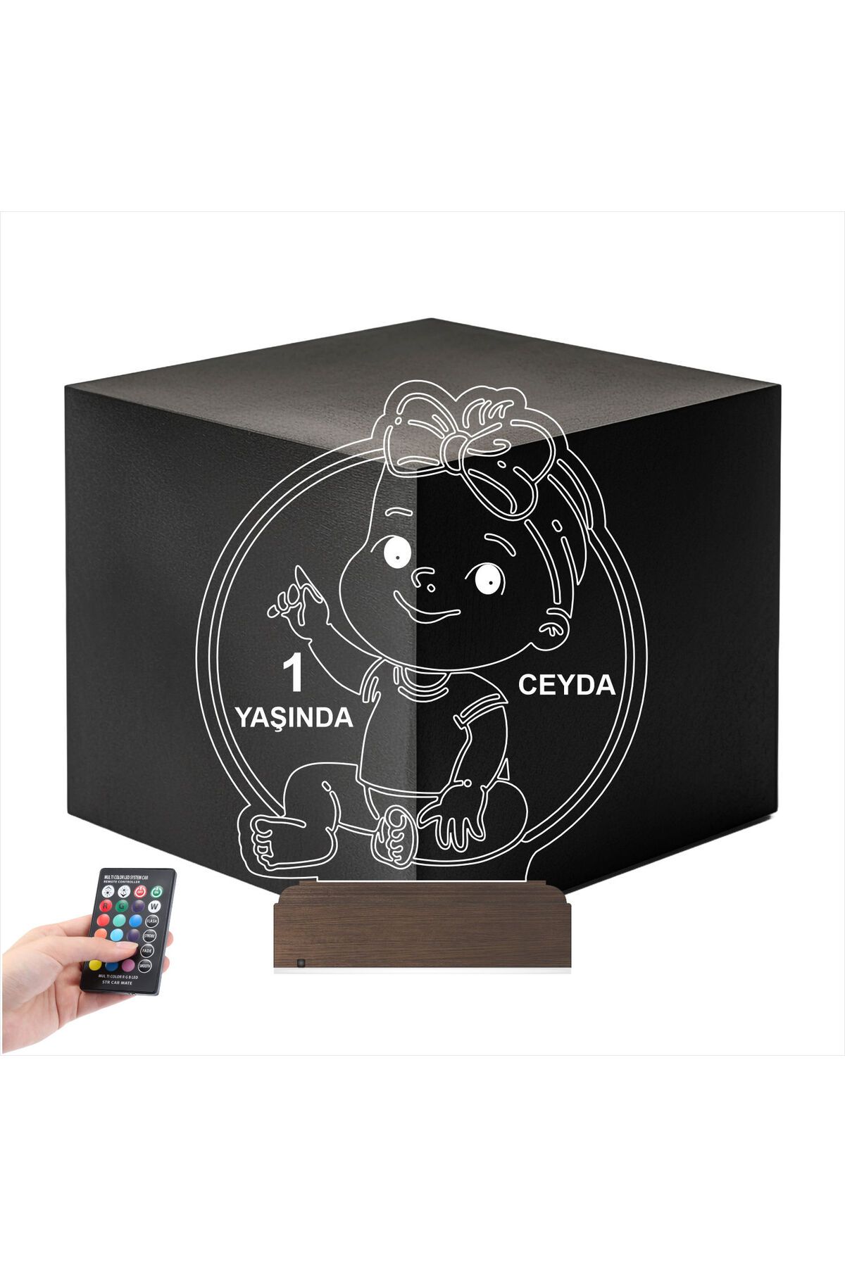 Kirppi 3d Lamba Yeni Doğan Kız Bebek Hediye Kişiye Özel Masa Gece Lambası