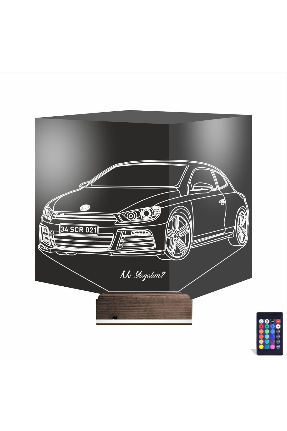 Kirppi 3d Lamba Araba Volkswagen Scirocco Kişiye Özel Masa Gece Lambası
