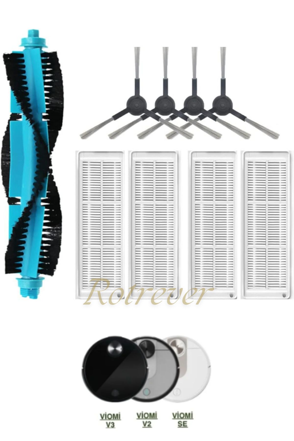 RotRever Viomi SE V2 V2 Pro Viomi V2-V3 Robot Süpürge Uyumlu Hepa Filtre,Fırça Seti