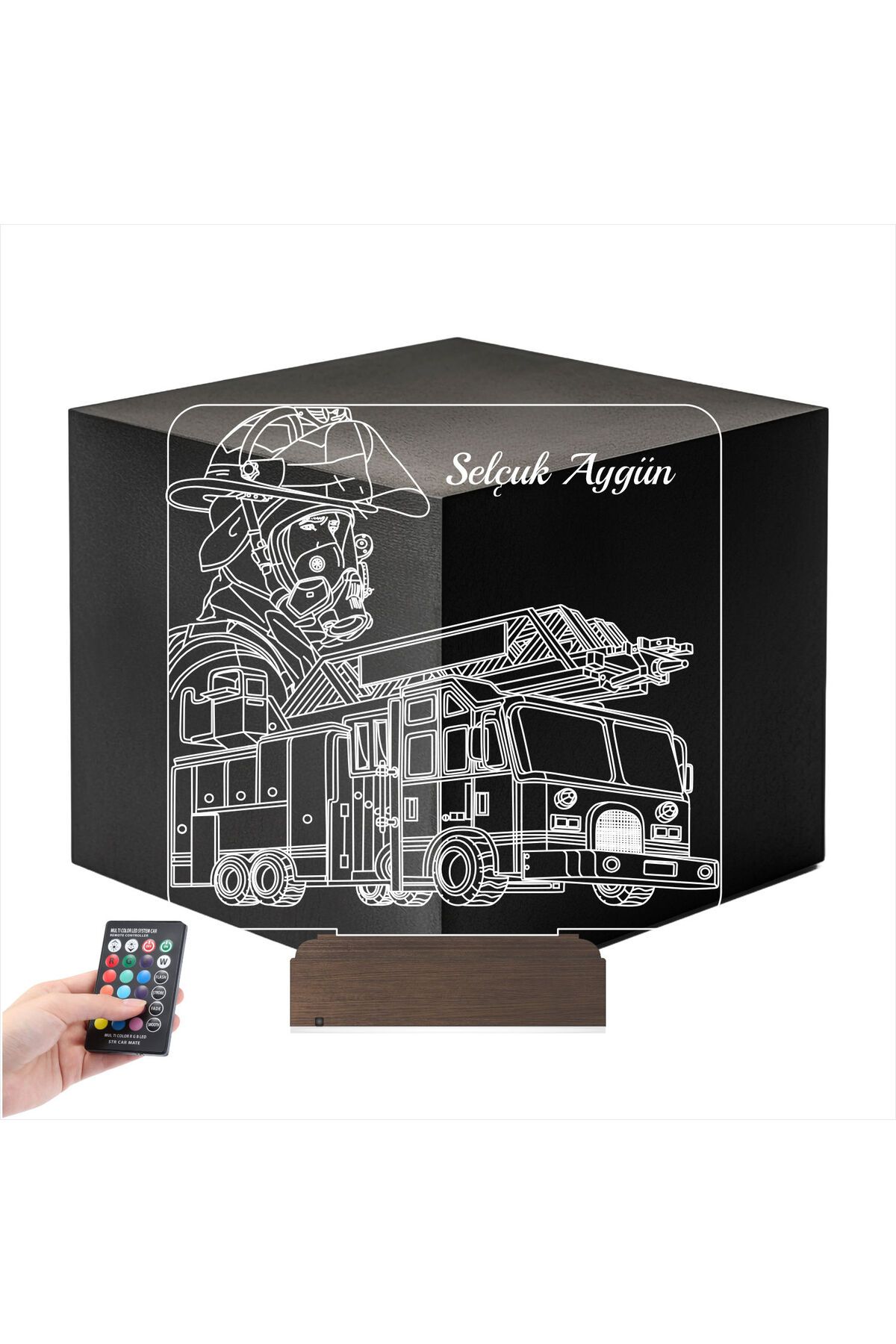 Kirppi 3d Lamba İtfaiye İtfaiyeci Hediye Kişiye Özel Masa Gece Lambası