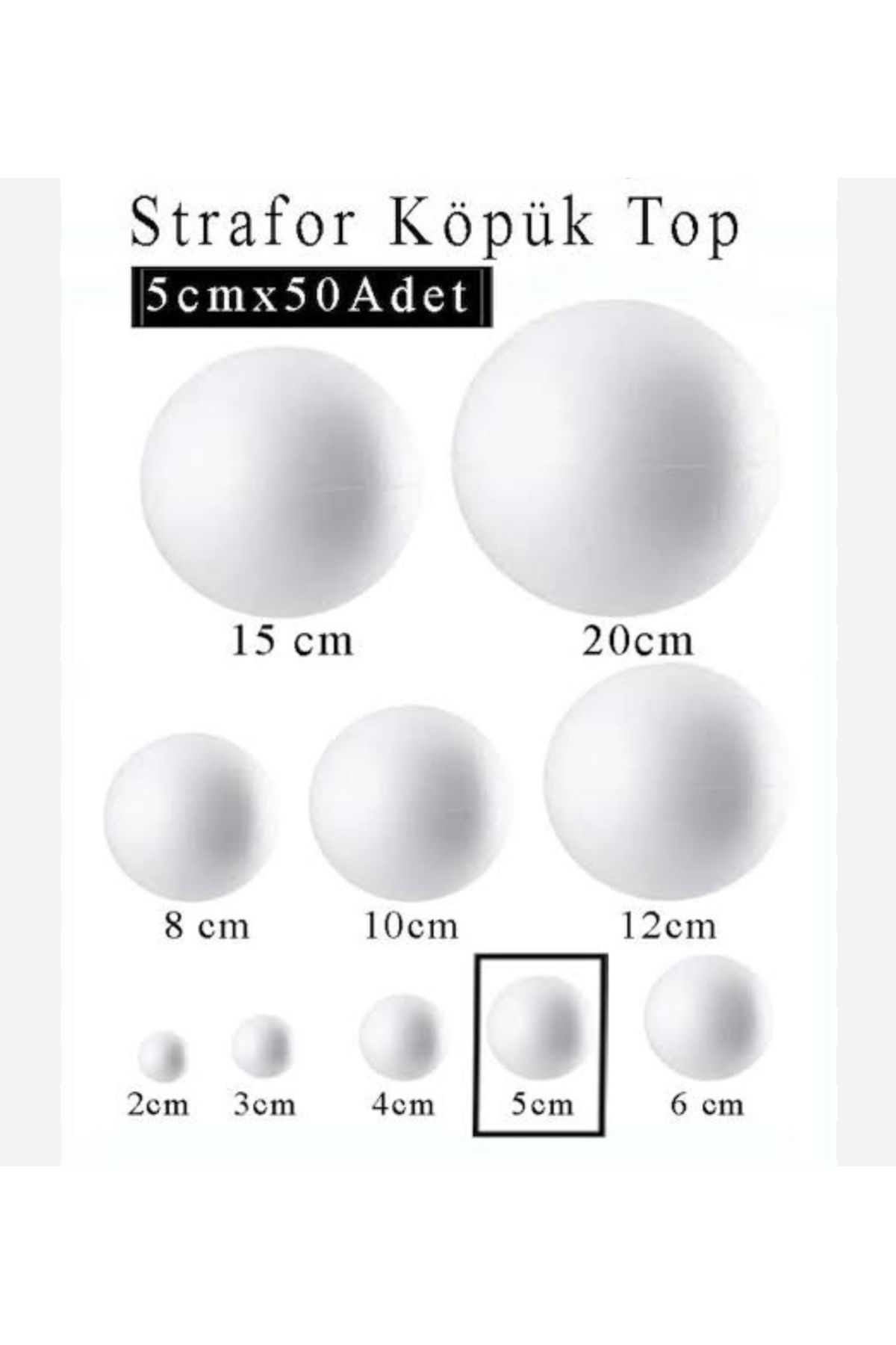 ÇİLEKHOMEAVM Strafor Köpük Top 5 Cm - (50 li Paket)