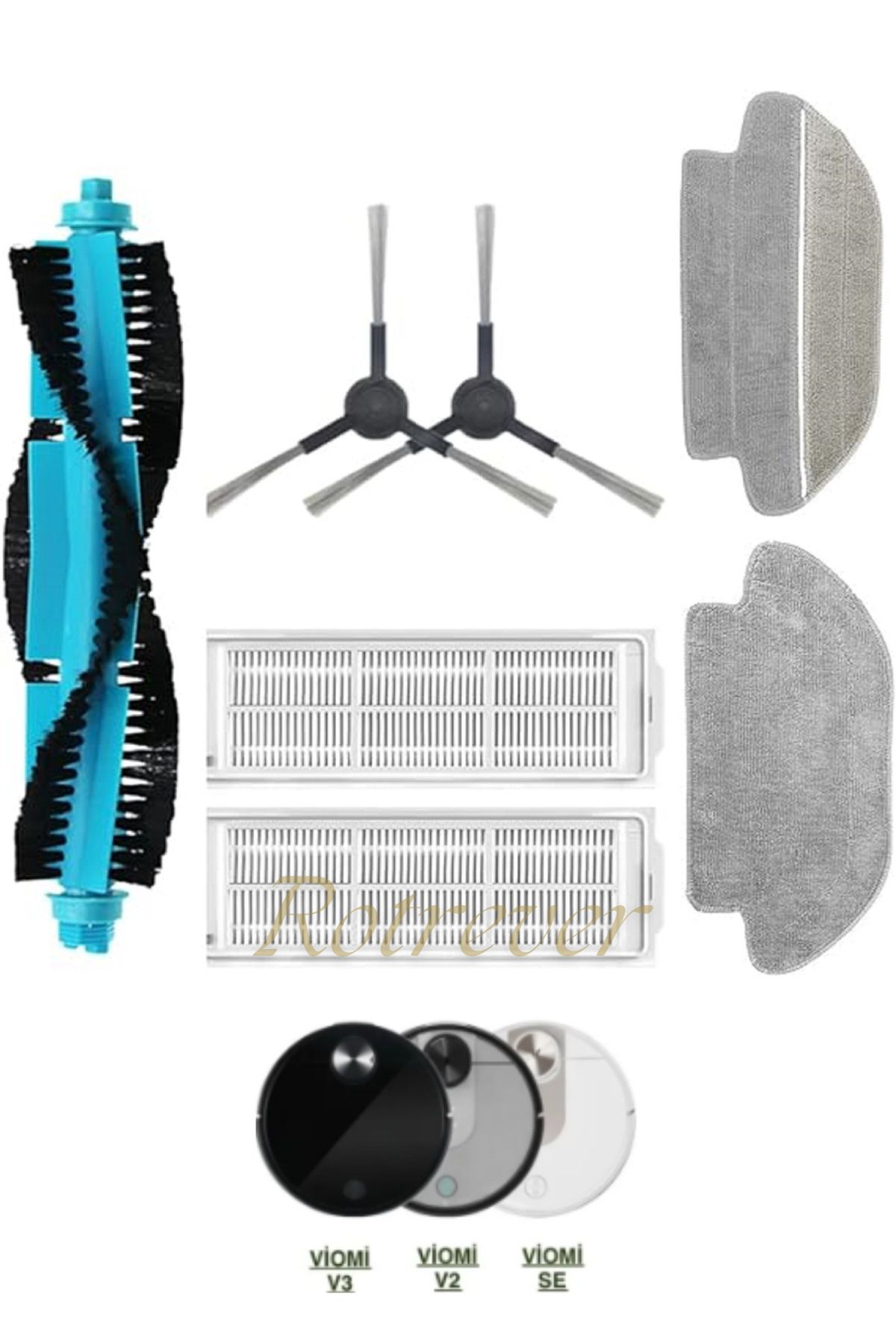RotRever Viomi SE V2 V2 Pro Viomi V2-V3 Robot Süpürge Uyumlu Hepa Filtre,Fırça Seti