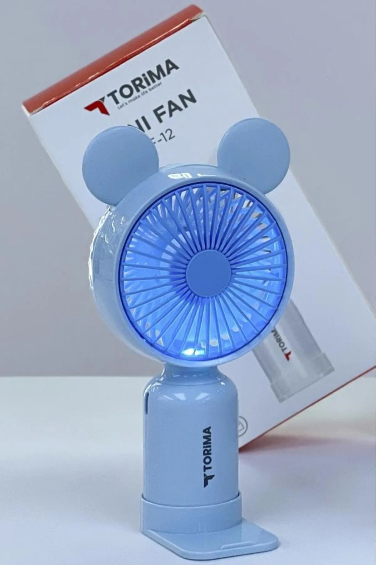 SNEXPRES El fanı masa fanı Mini Taşınabilir Fan Şarjlı 2 Kademeli Ledli Ayıcık Vantilatör Klima Soğutucu