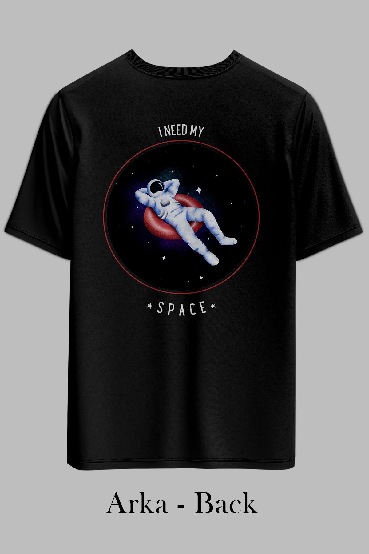 OXVİN Astronot Ön ve Sırt Baskılı OXVİN Baskılı OVERSİZE Unisex T-Shirt (BOL KALIP)