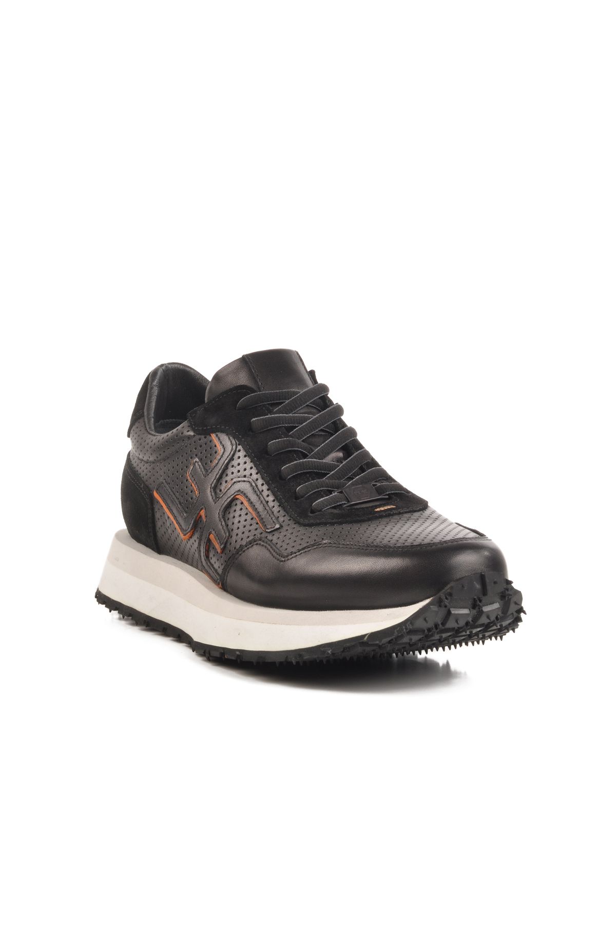 AYK'S Siyah-Beyaz Hakiki Deri Erkek Sneaker 4Y2187-E2667 M