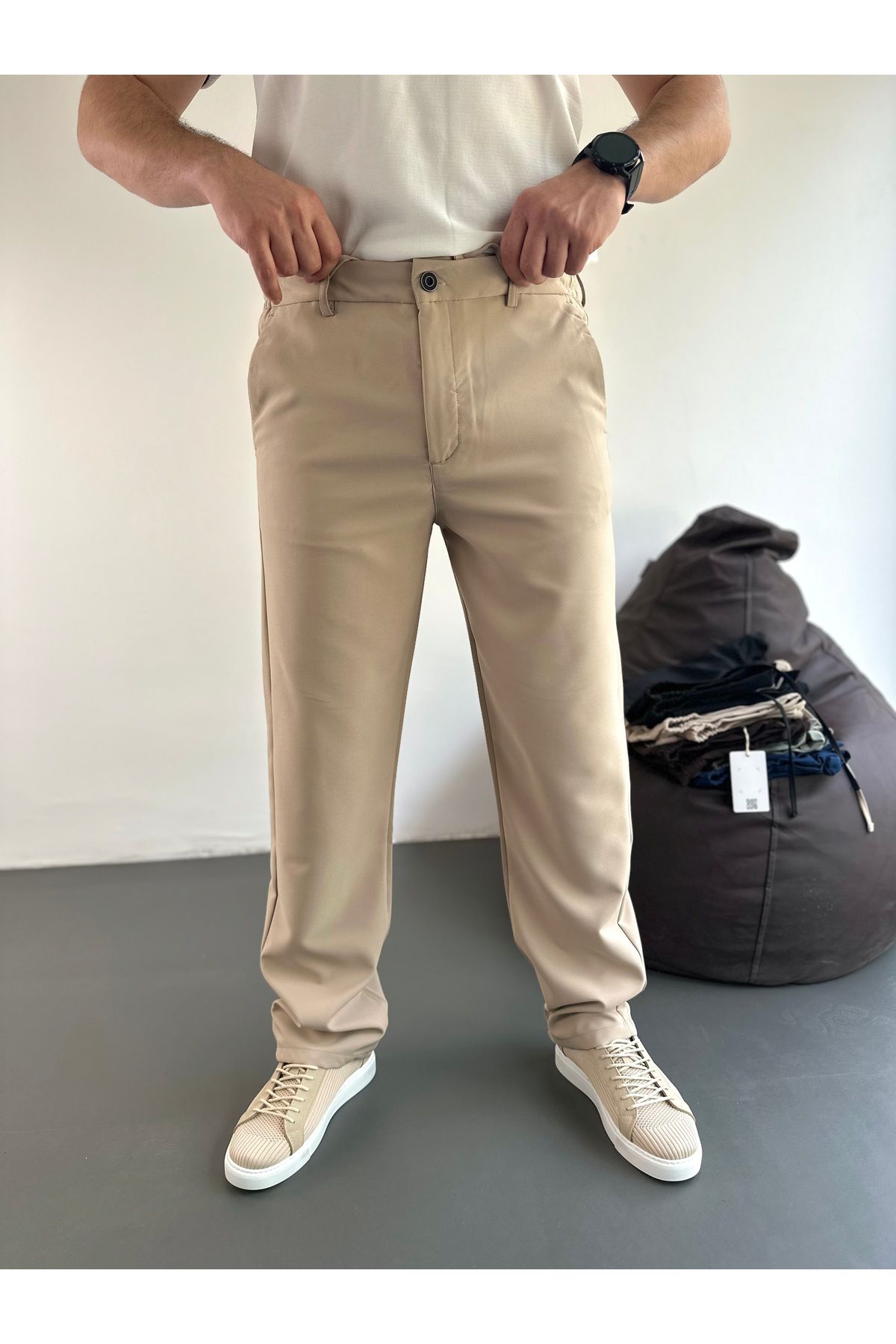 tiggirmoda Erkek Rahat Kalıp Baggy Beli Lastikli Pantolon