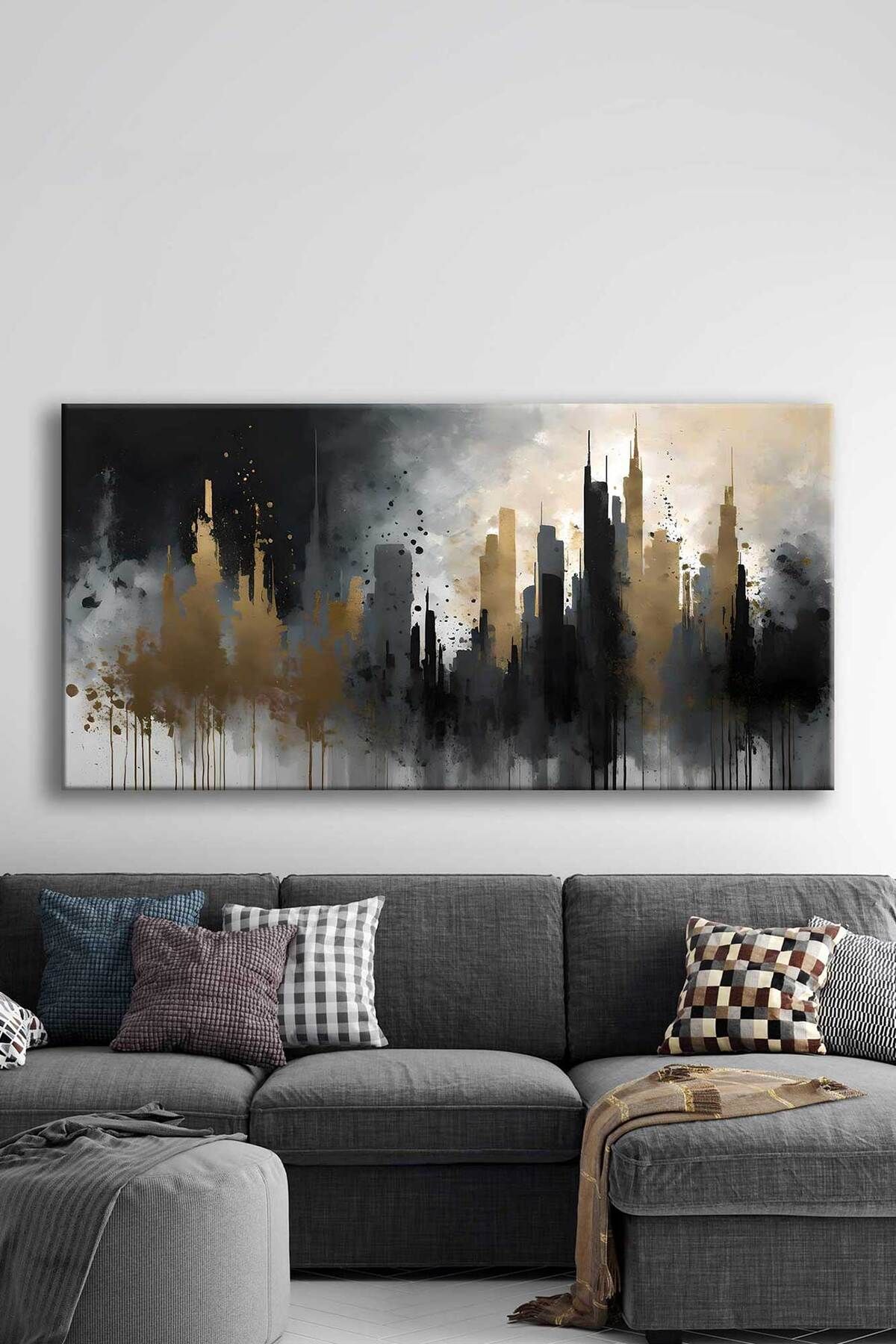 Voovart Soyut Şehir Manzarası Dekoratif Kanvas Tablo - VOOV2817