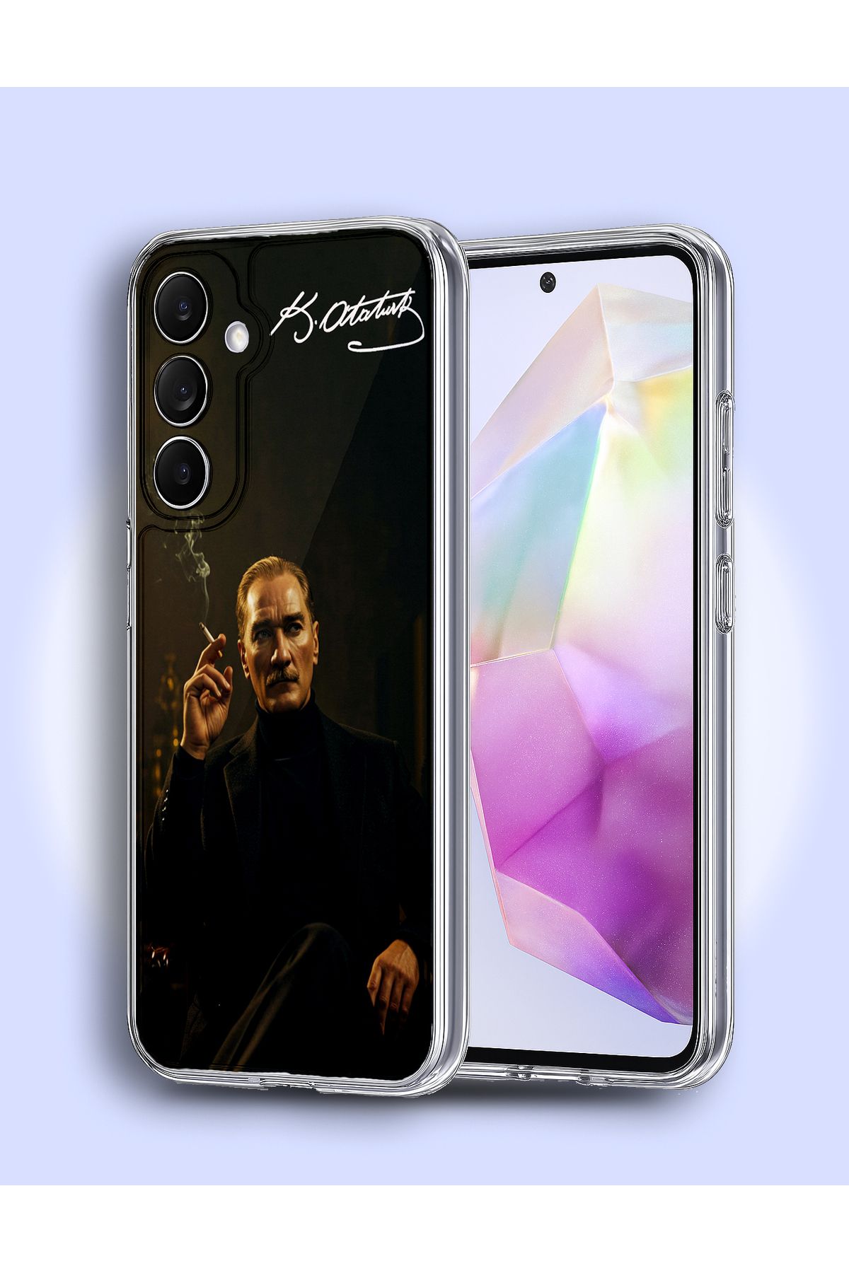 Caseji Samsung Galaxy A35 Uyumlu Şeffaf Baskılı Kılıf