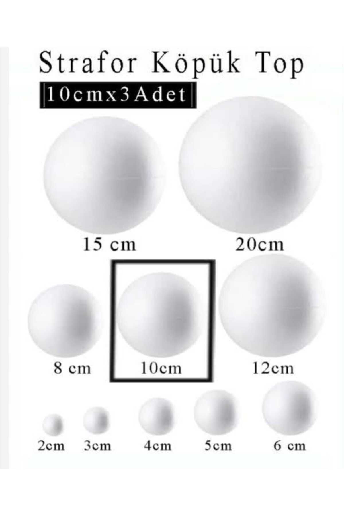 ÇİLEKHOMEAVM Strafor Köpük Top 10 cm 3 Adet Köpük Top Küre Toplar Yuvarlak Strafor Top Okul Deney Hobi SanaT