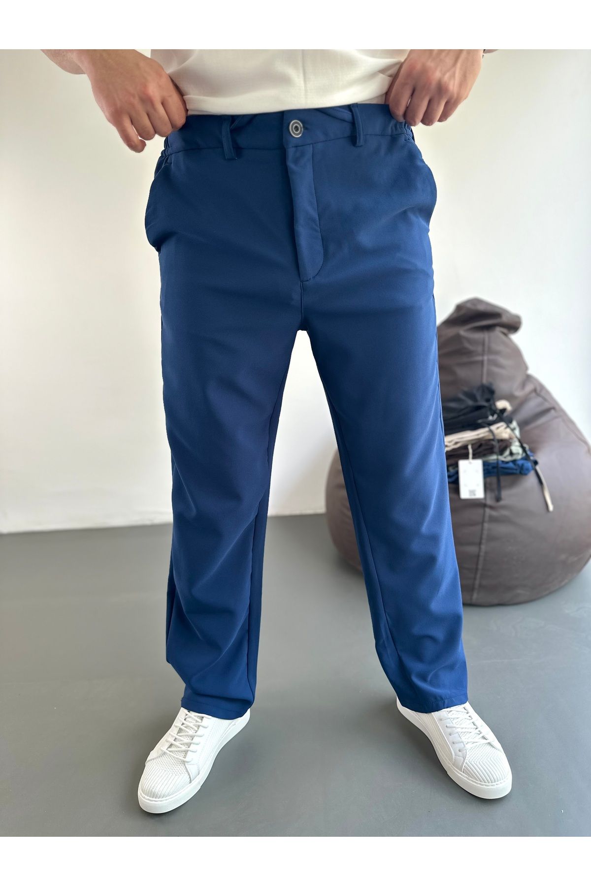 tiggirmoda Erkek Rahat Kalıp Baggy Beli Lastikli Pantolon