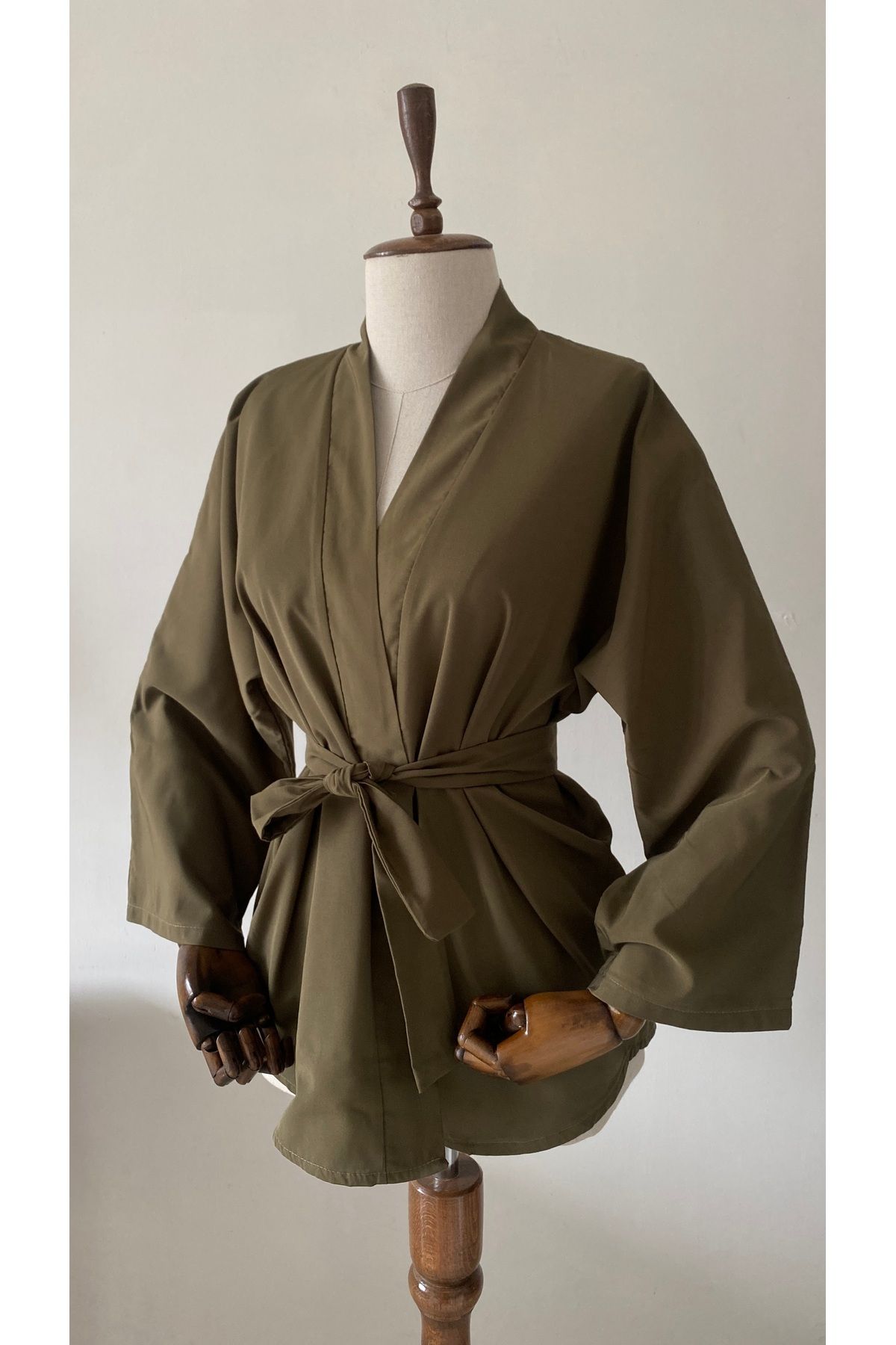 Glowear Atelier KHAKI Kuşaklı Tasarım Kimono- HAKİ