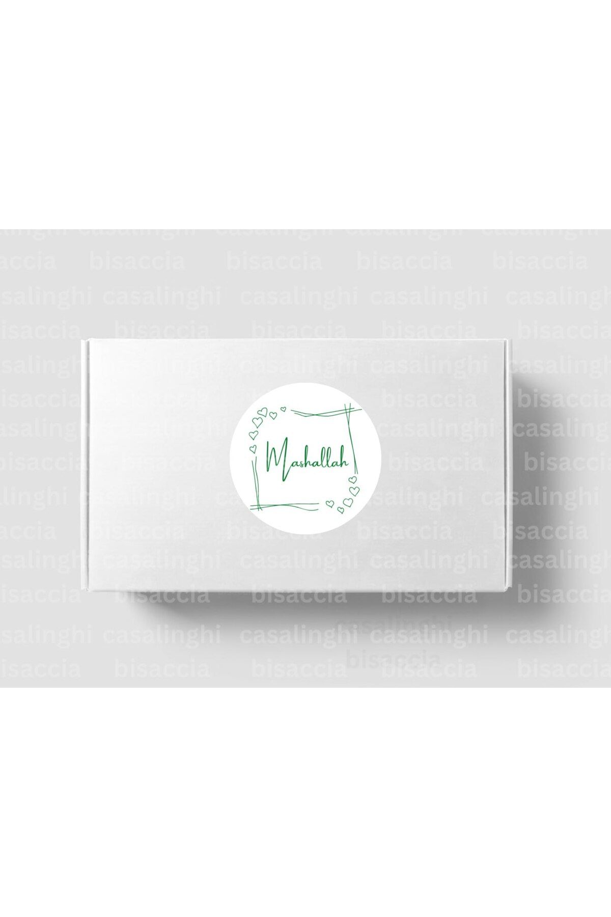 CASALINGHI Yeşil Renkli Mashallah Etiketi Yuvarlak Mat Sticker Bebek Partisi Kutlama Mevlit 4 Cm (90 Adet)