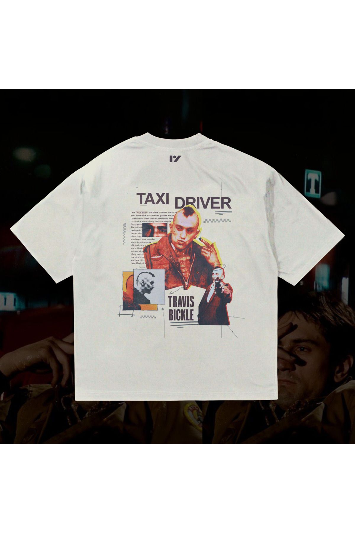 MODA Oversize Ekru "Taxi Driver" Tshirt %100 Pamuk