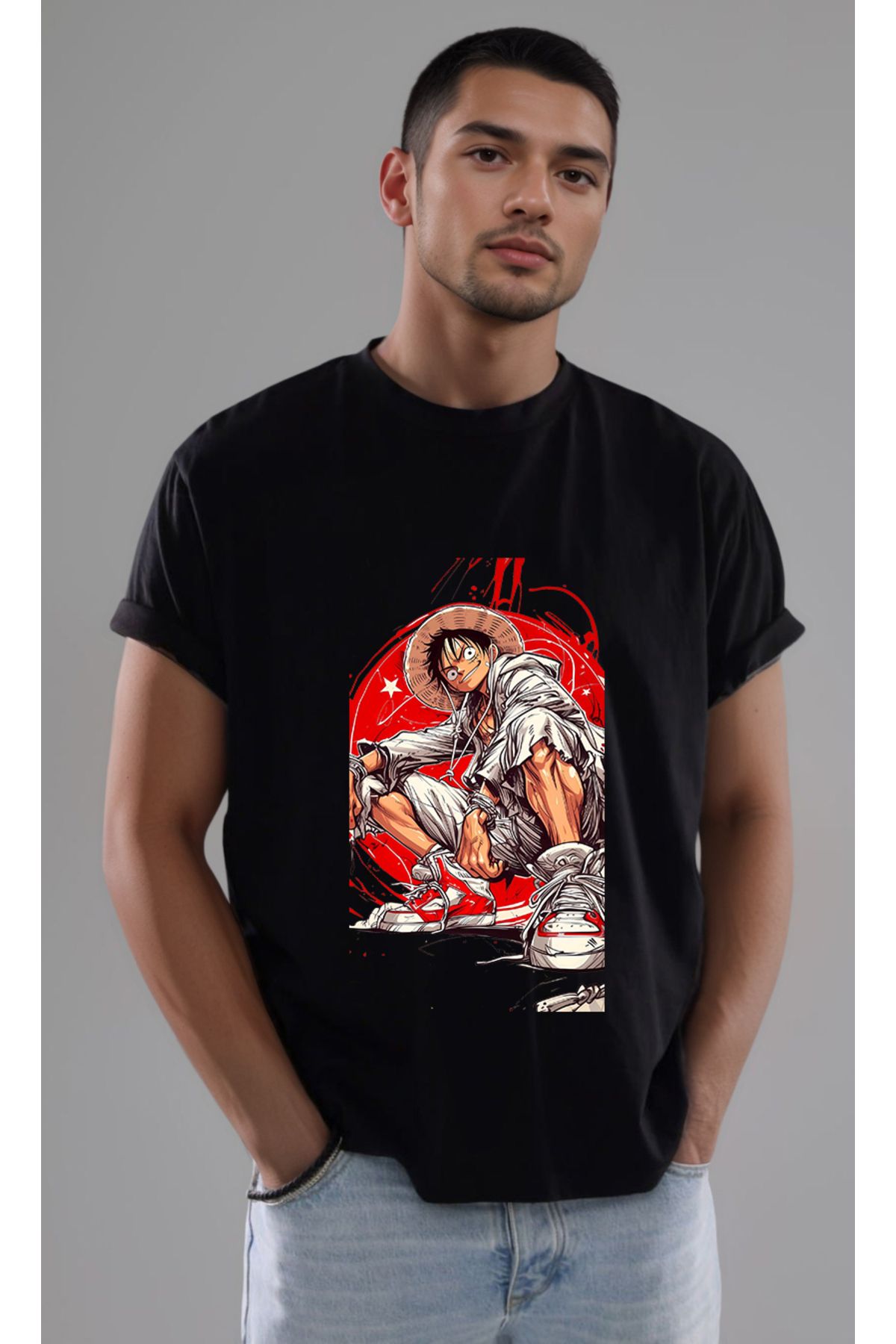 petite pati One Piece Luffy Baskılı Unisex Tshirt