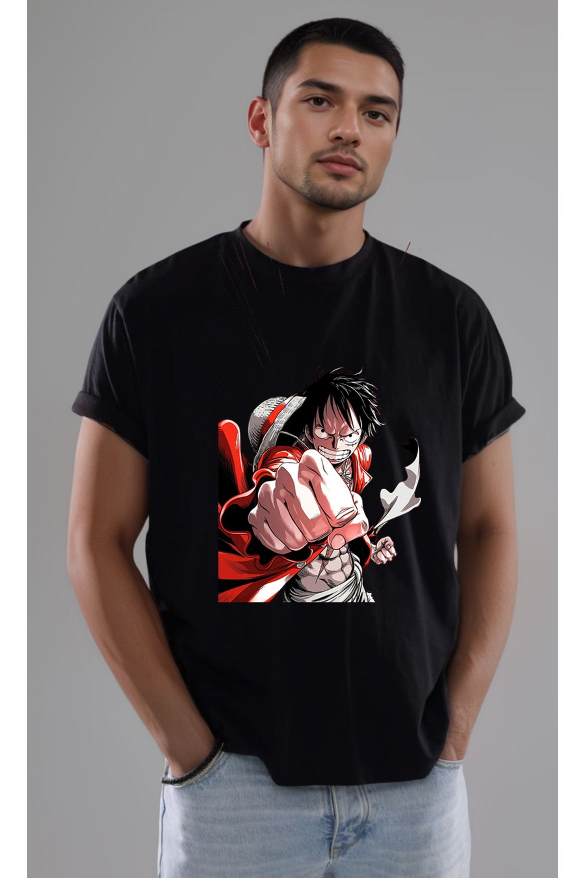 petite pati One Piece Luffy Baskılı Unisex Tshirt