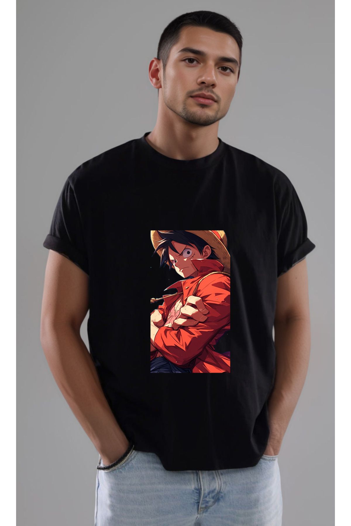petite pati One Piece Luffy Baskılı Unisex Tshirt
