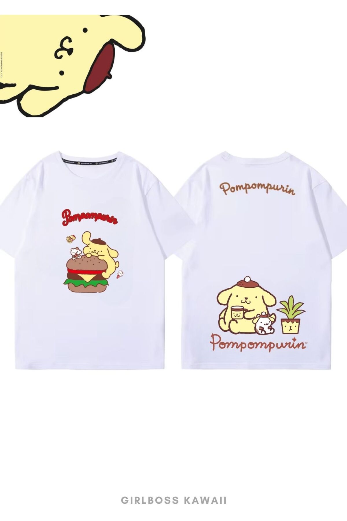 Girlboss Kawaii Girlboss Pompompurin t-shirt çocuk ve büyük serisi 3 yaş- XXL beden aralığı unisex