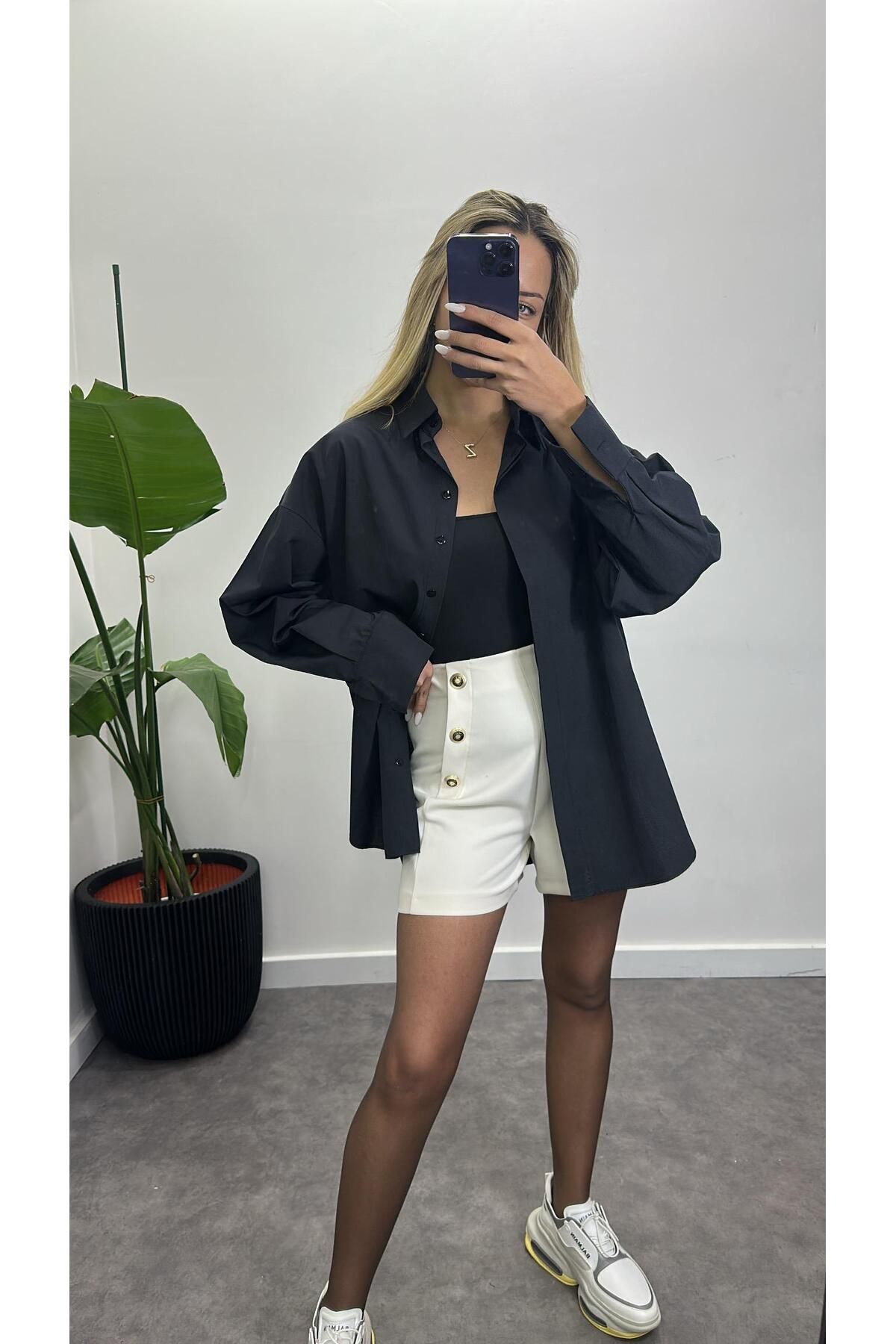 Acar Boutique Oversize Klasik Keten Gömlek