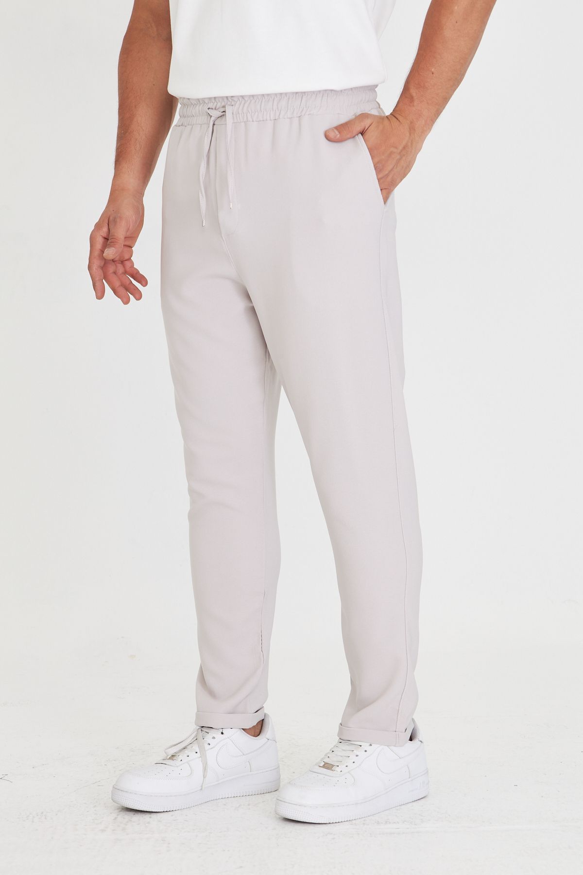 ZİNOX Erkek Bel Latikli Bağıcıklı Duble Paça Slim Fit Jogger Pantolon