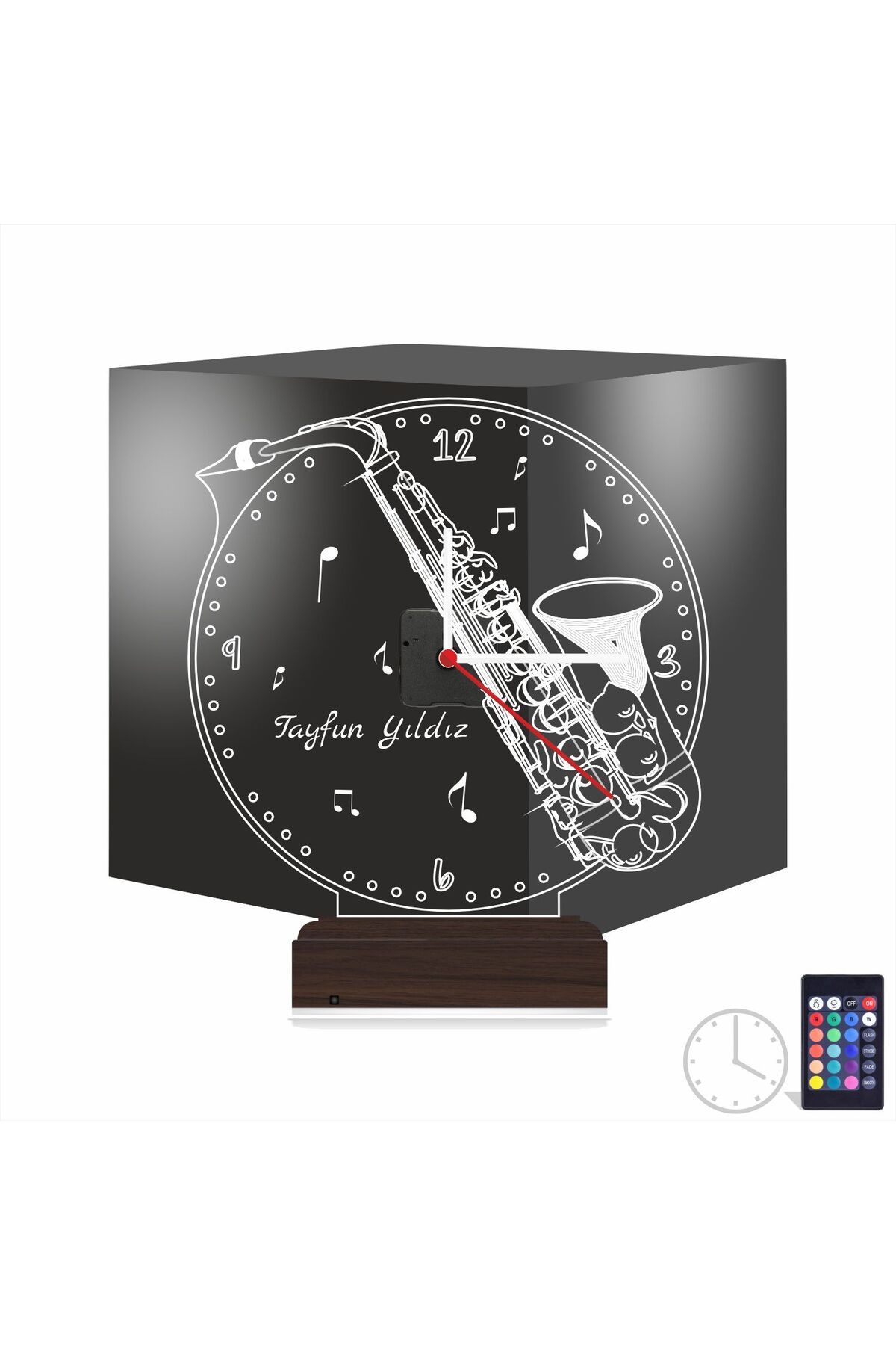 Kirppi 3d Saat Lamba Saksafon Enstrüman Müzik Nota Kişiye Özel Masa Gece Lambası
