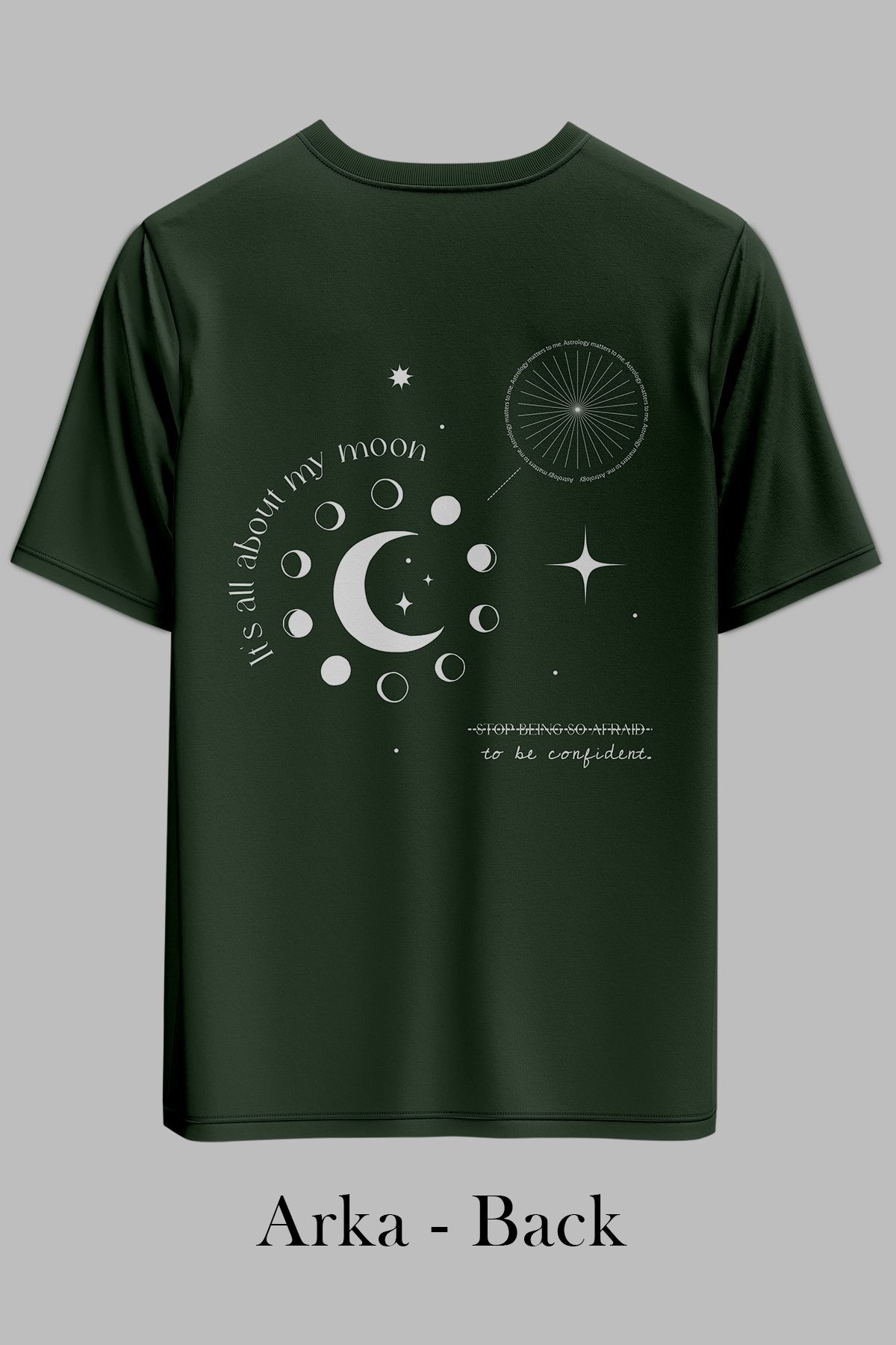 OXVİN MOON PHASES Sırt Baskılı OVERSİZE Unisex T-Shirt (BOL KALIP)