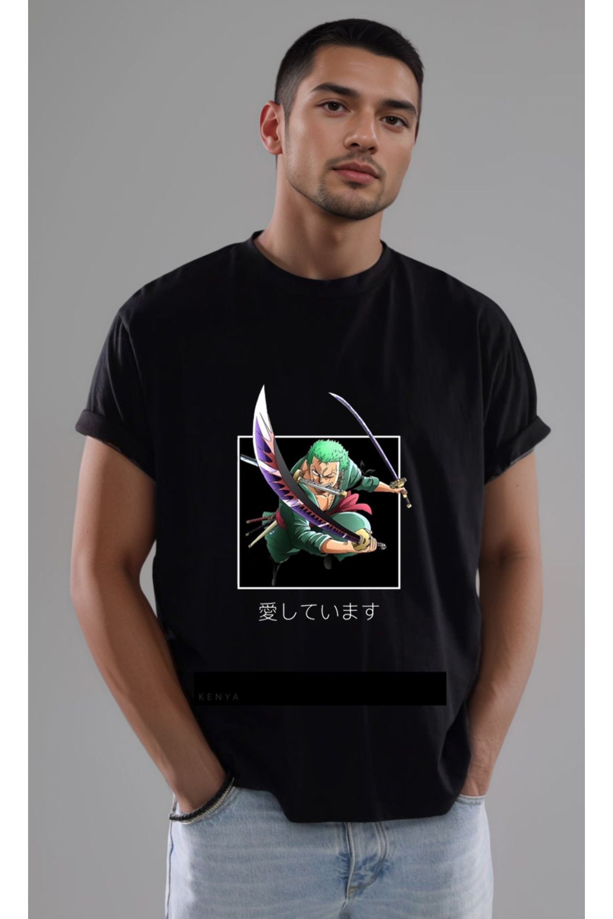 petite pati One Piece Zoro Baskılı Unisex Tshirt