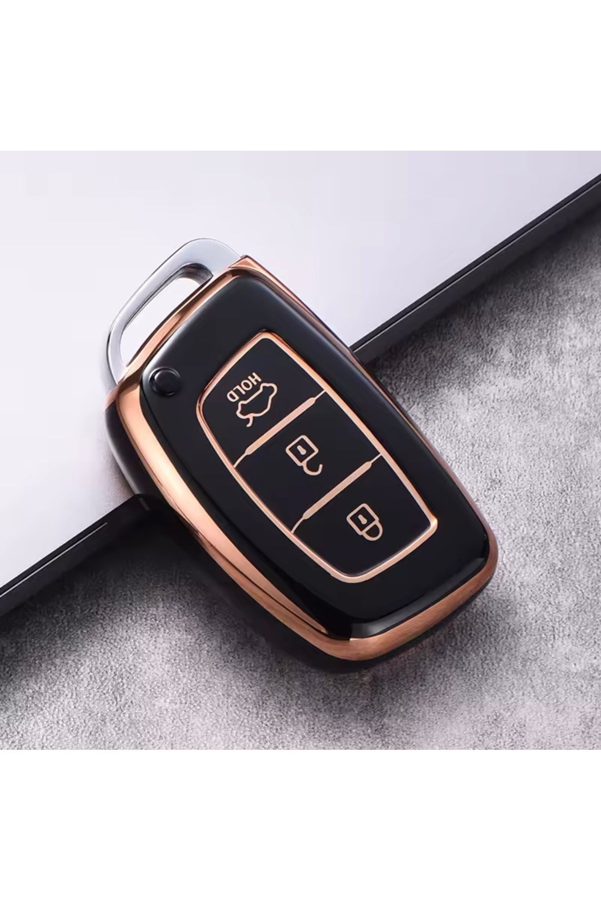 YıldızTuning Hyundai Bayon Elantra IX35 I20 I30 I40 Accent Sustasız Anahtar Kılıfı Siyah-Gold