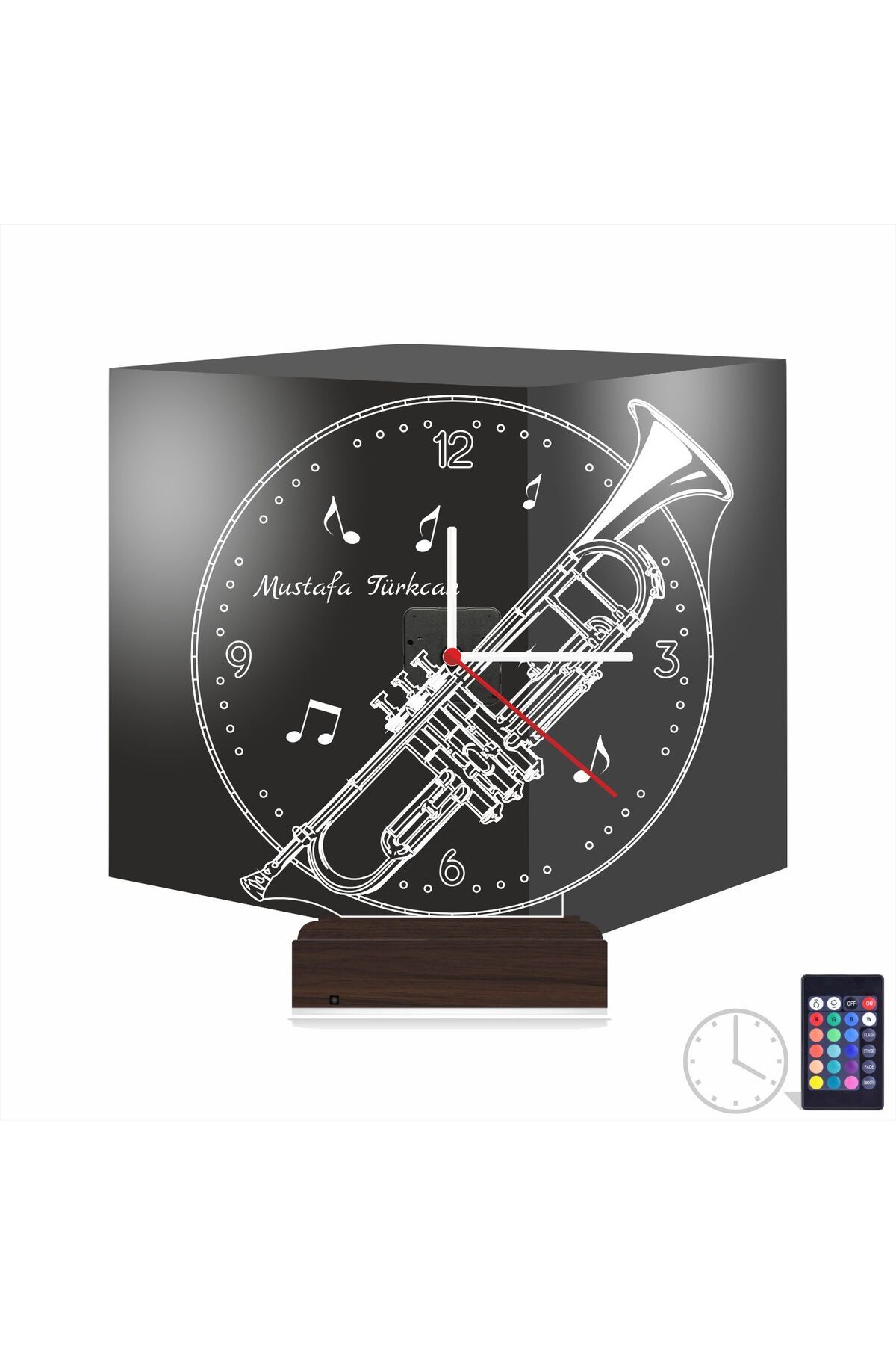Kirppi 3d Saat Lamba Trompet Enstrüman Müzik Nota Kişiye Özel Masa Gece Lambası