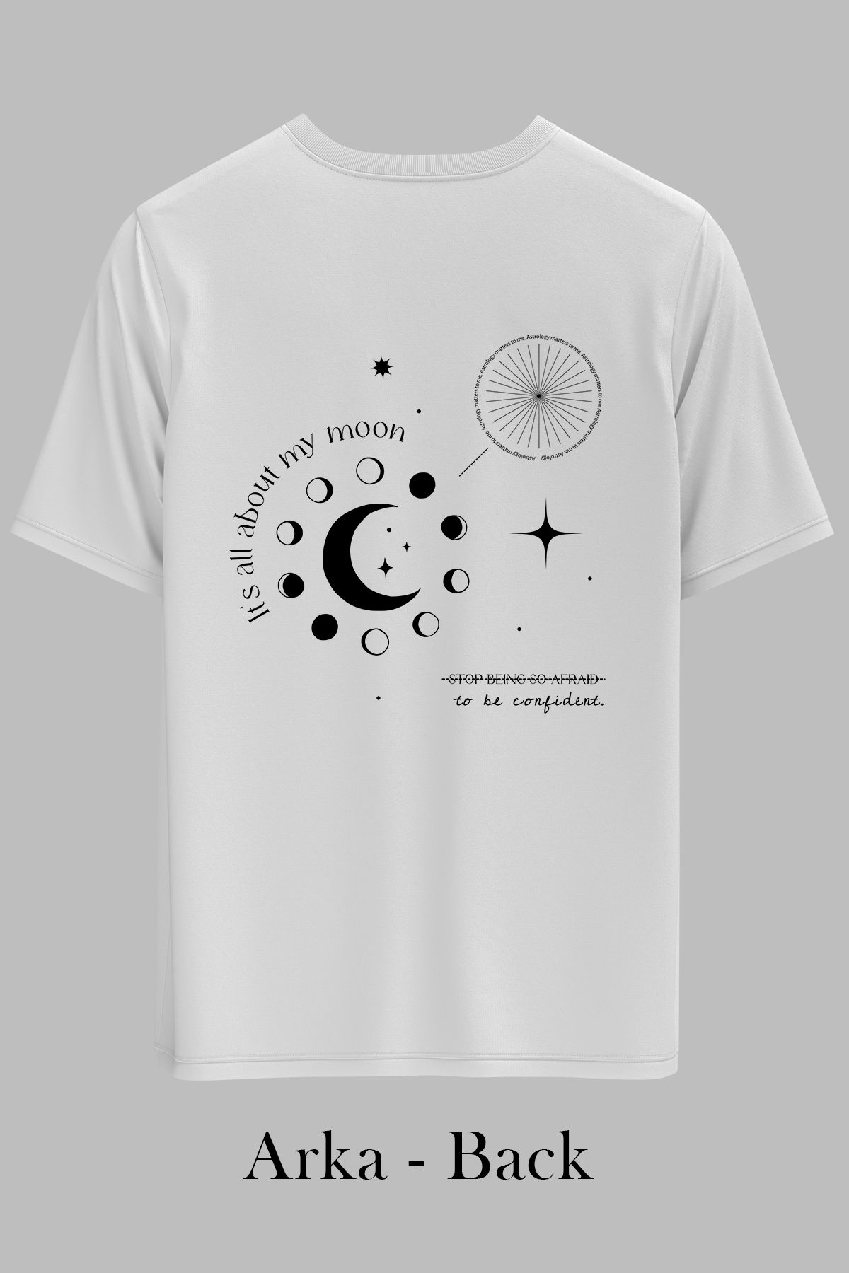OXVİN MOON PHASES Sırt Baskılı OVERSİZE Unisex T-Shirt (BOL KALIP)