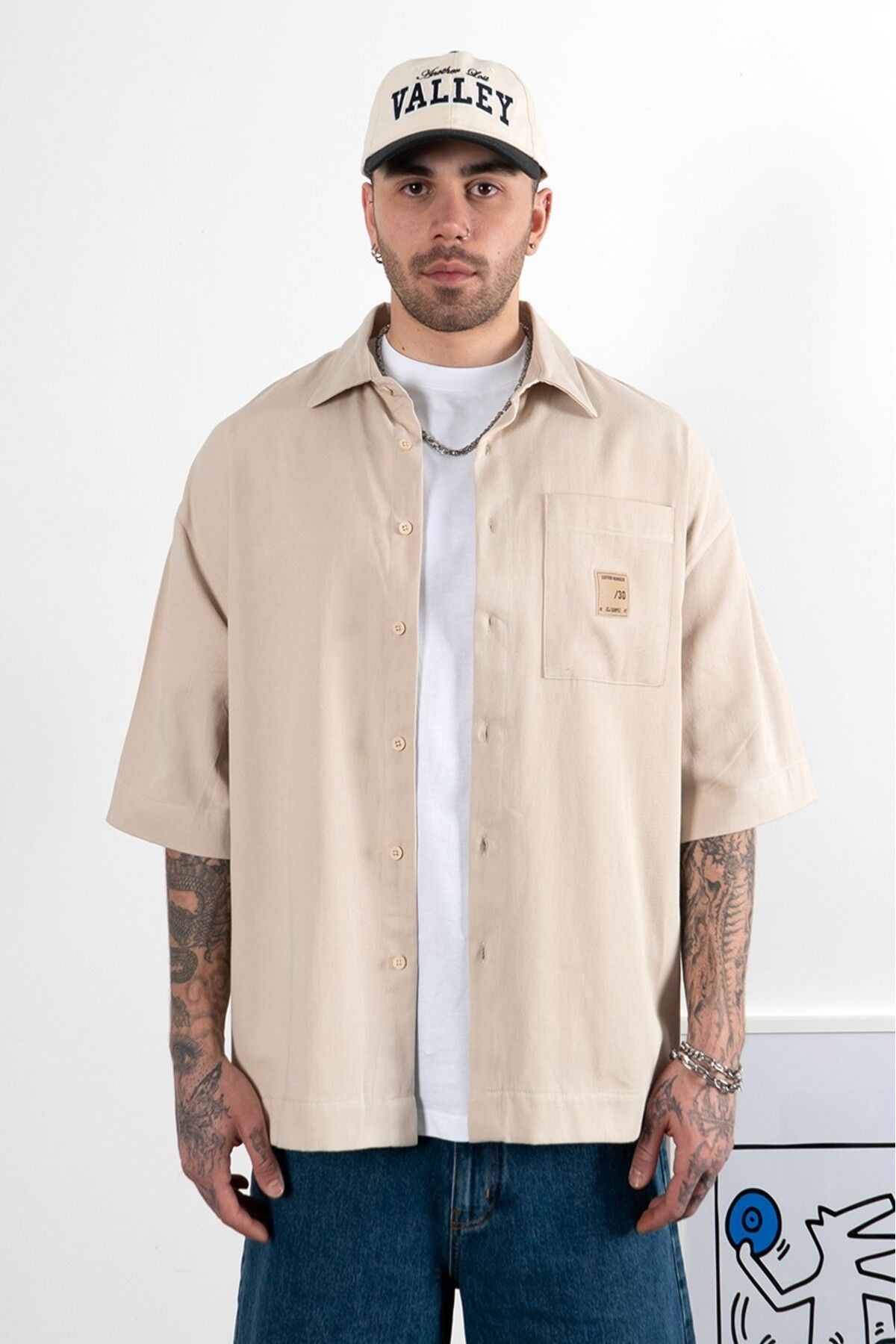 black sample Edition Number 30 Taş Oversize Erkek Gömlek