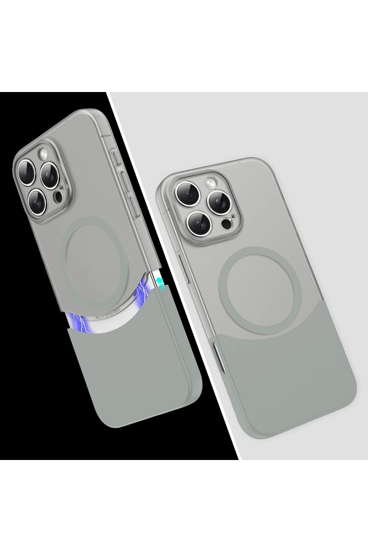 Lopard Apple İphone 16 Pro Max Kılıf Magsafe Şarj Kartlıklı Mıknatıslı Duble 1.7mm Kapak Kart Bölmeli Laciv