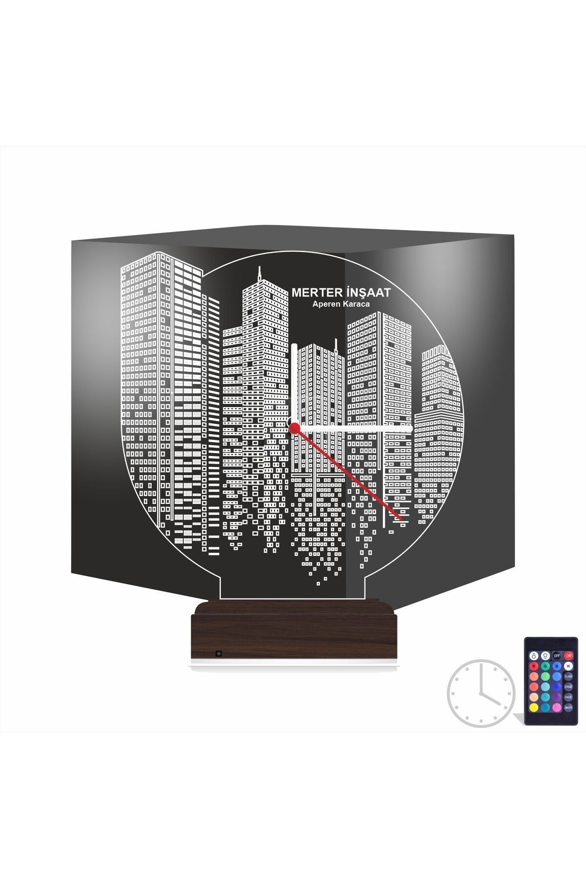 Kirppi 3d Saat Lamba Emlak İnşaat Mühendis Tasarım Kişiye Özel Masa Gece Lambası