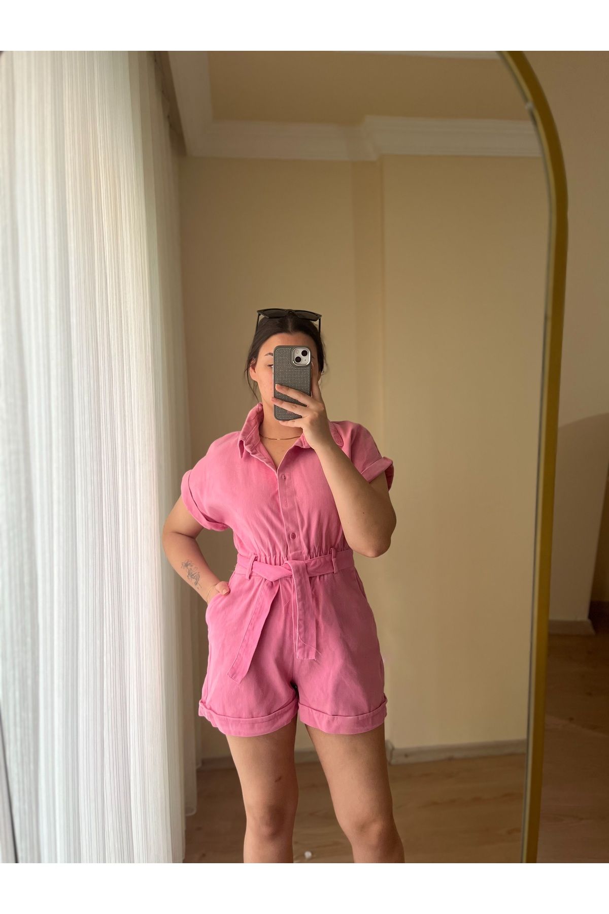 MODA Kuşaklı şort tulum