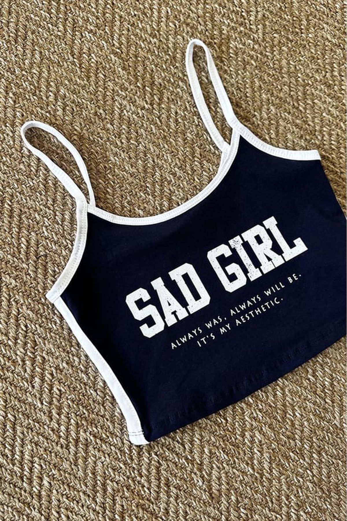disponible Kadın Basic Sad Girl Crop Atlet Bluz