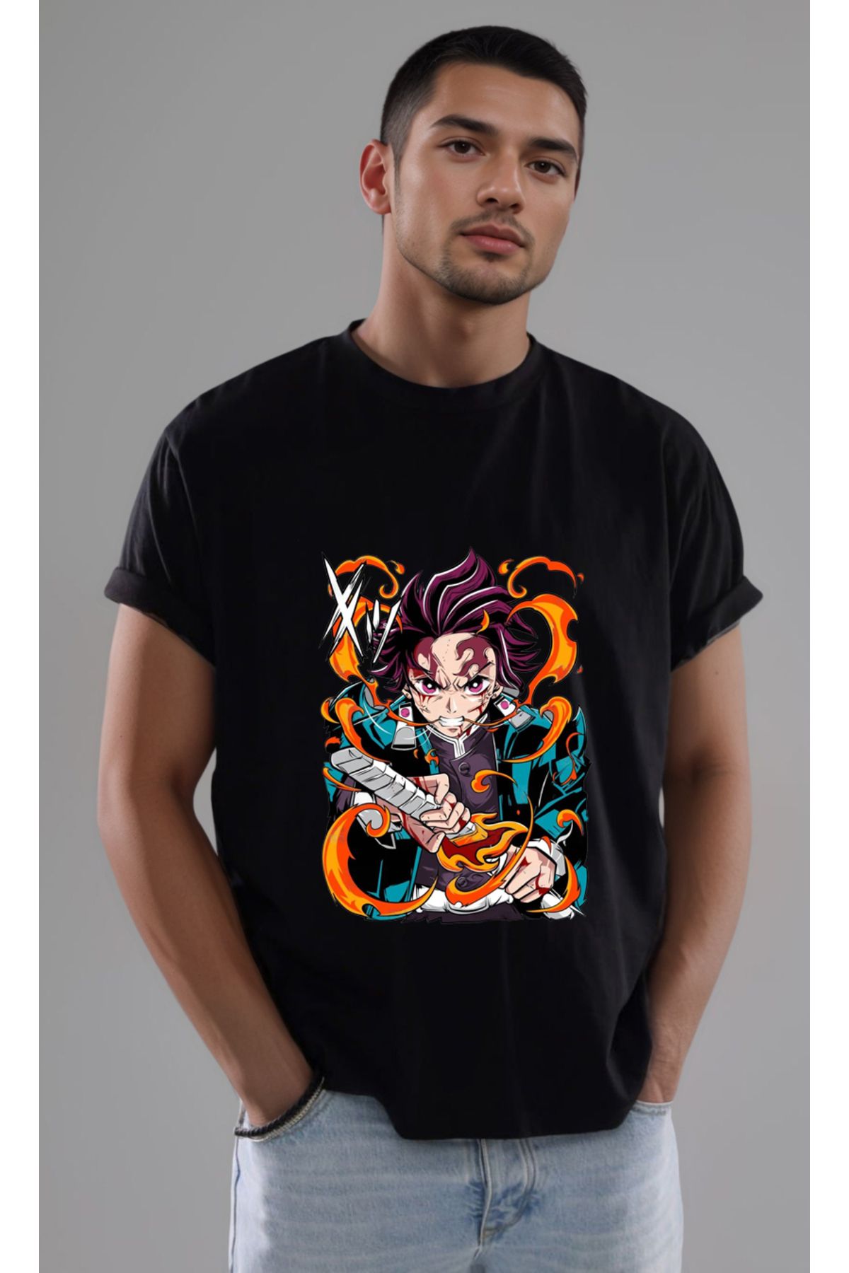 petite pati Demon Slayer Tanjiro Baskılı Unisex Tshirt