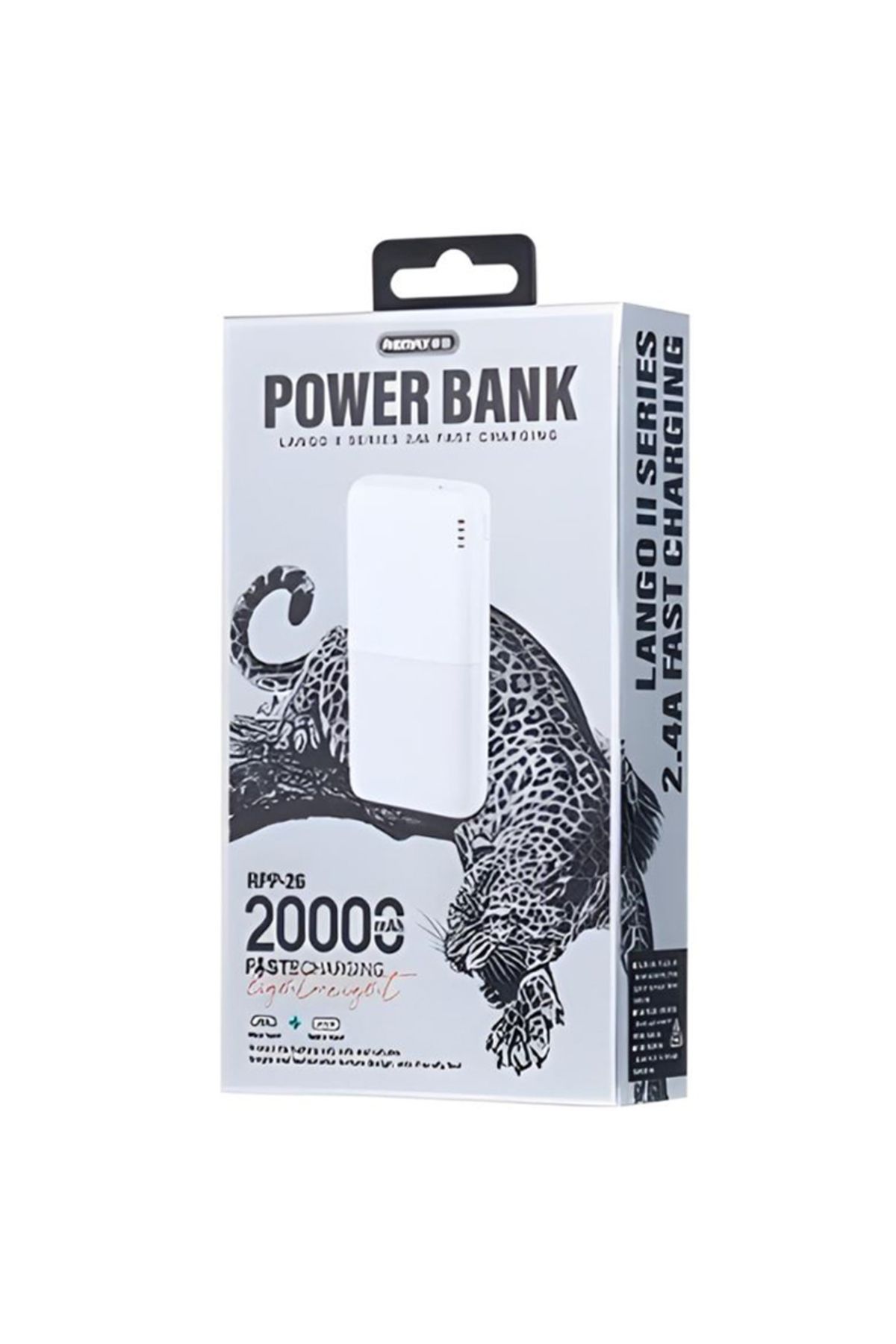 REDz Accessories-Baterie externă 20.000 mAh, Remax Rpp-26, USB tip C MicroUSB, indicator LED, alb 3