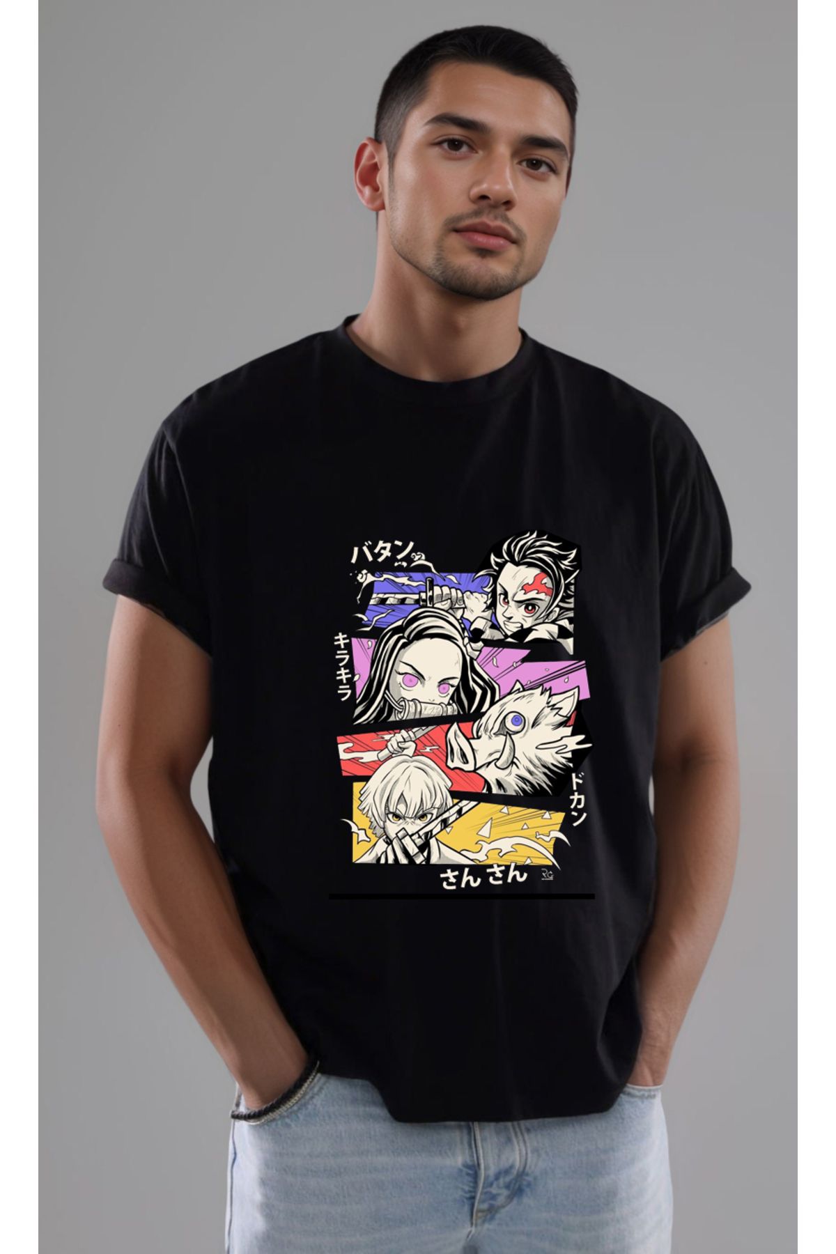 petite pati Demon Slayer Baskılı Unisex Tshirt