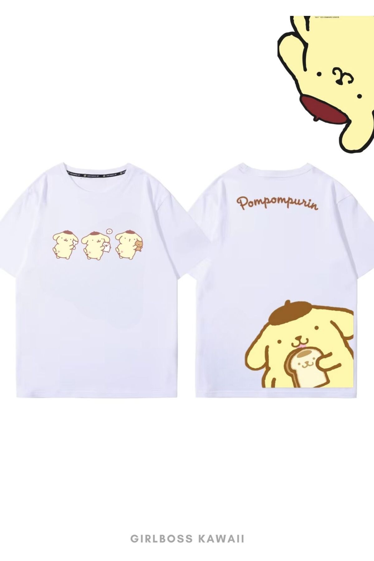 Girlboss Kawaii Girlboss Pompompurin t-shirt çocuk ve büyük serisi 3 yaş- XXL beden aralığı unisex