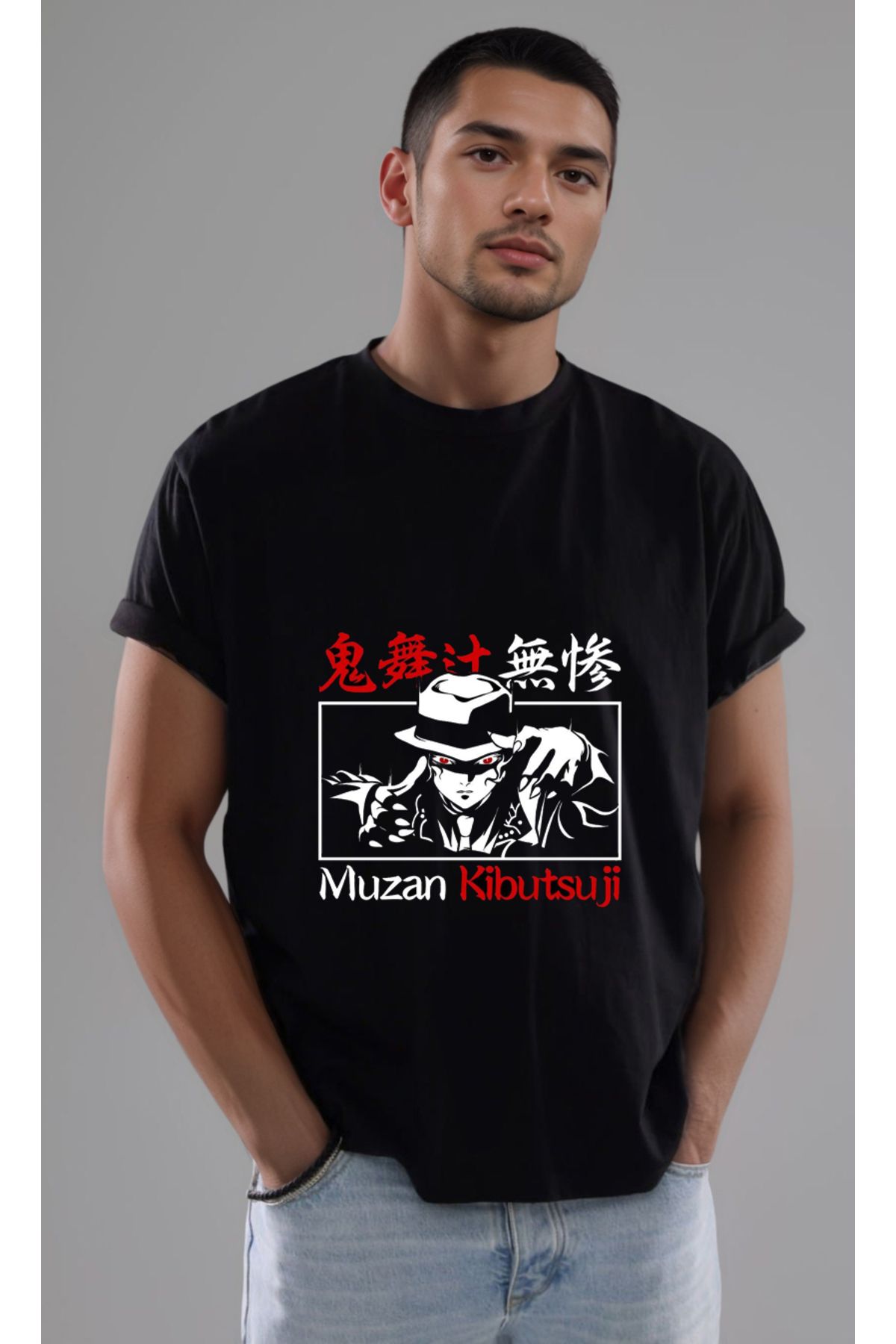 petite pati Demon Slayer Muzan Baskılı Unisex Tshirt