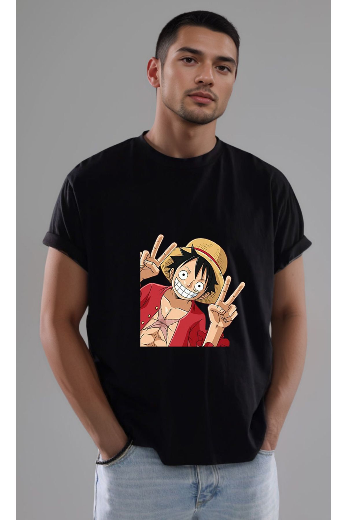 petite pati One Piece Luffy Baskılı Unisex Tshirt