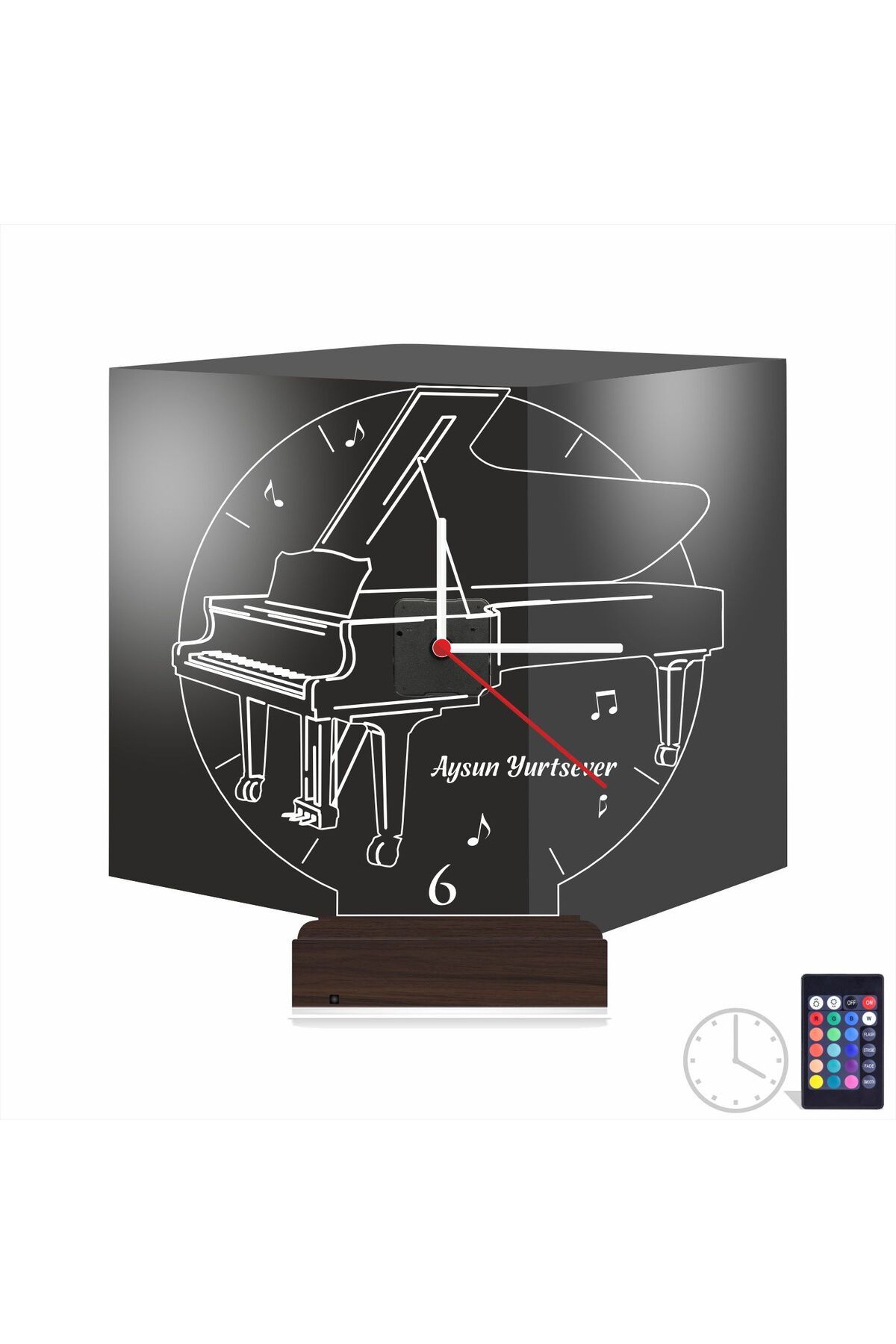 Kirppi 3d Saat Lamba Kişiye Özel Masa Gece Lambası Piyano Kişiye Özel Masa Gece Lambası