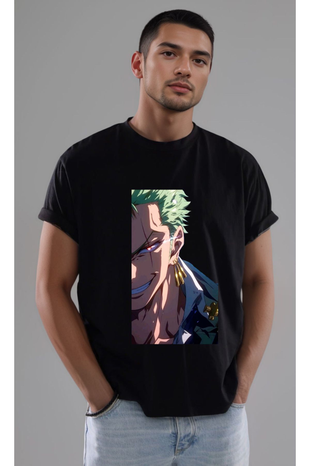 petite pati One Piece Zoro Baskılı Unisex Tshirt